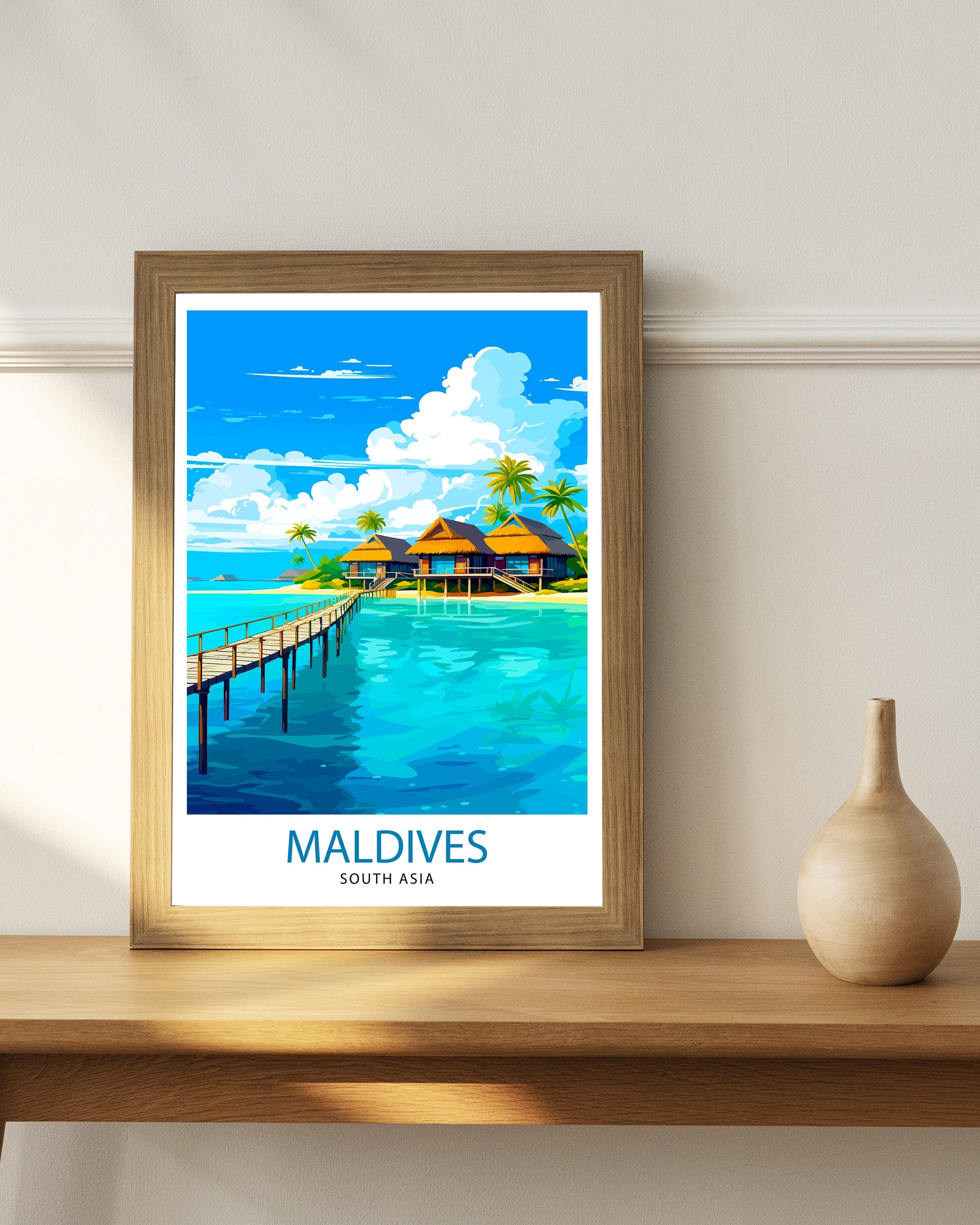Maldives Travel Print Maldives Wall Decor Maldives Poster Tropical Travel Prints Maldives Art Print Maldives Illustration Maldives Wall Art