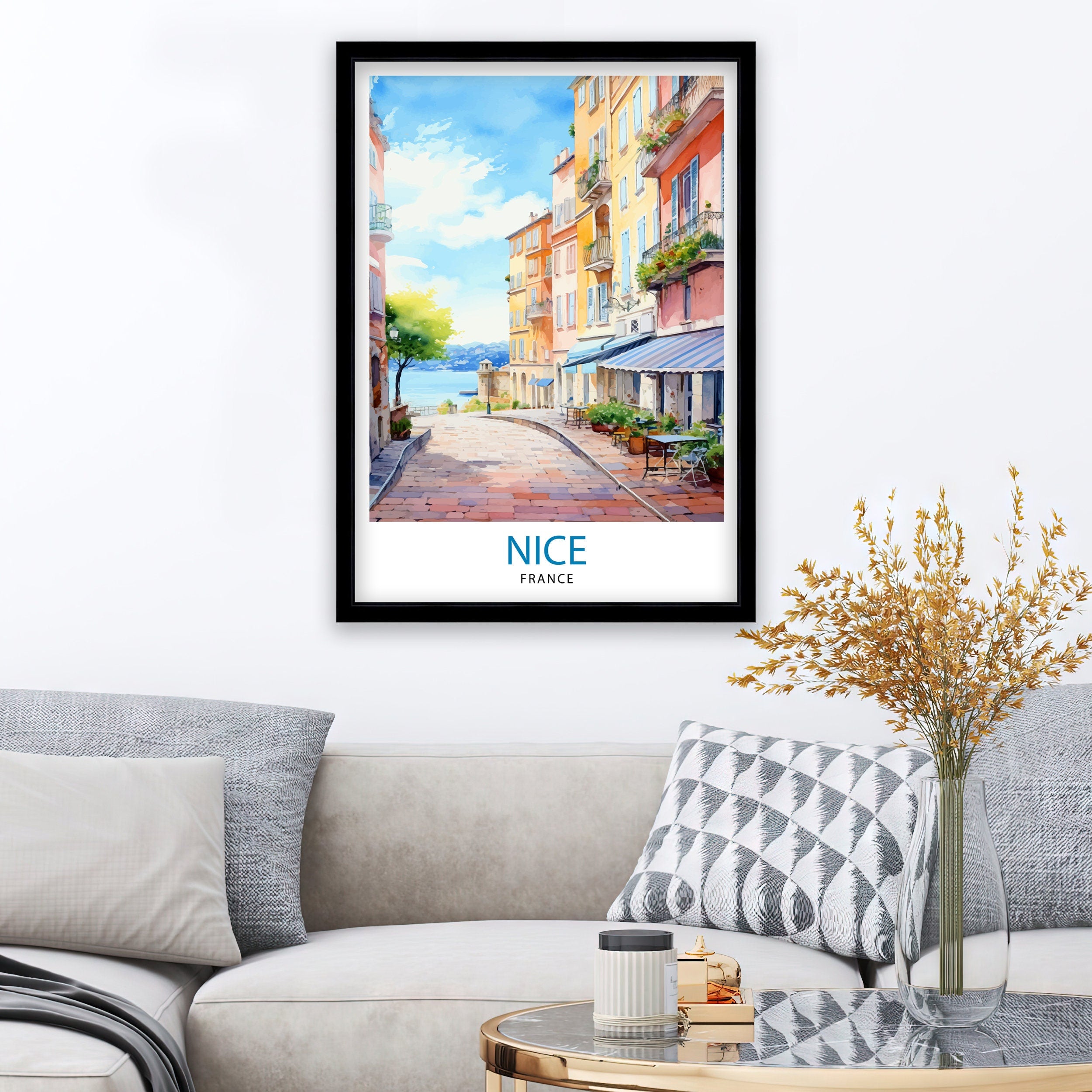 Nice France Travel Print Nice Wall Art Nice Poster French Riviera Decor Nice Art Print Nice Illustration Nice Wall Decor France Print Nice