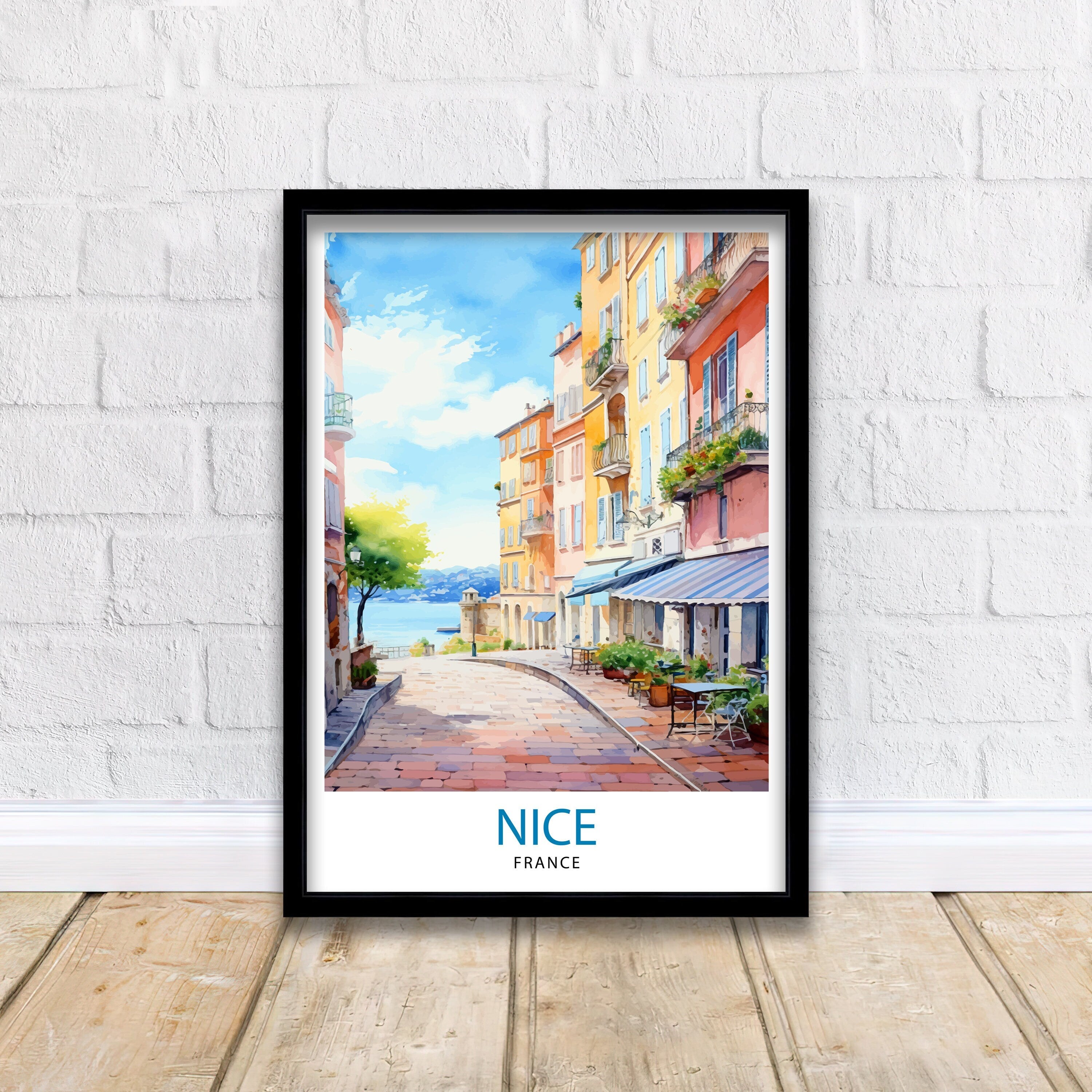 Nice France Travel Print Nice Wall Art Nice Poster French Riviera Decor Nice Art Print Nice Illustration Nice Wall Decor France Print Nice