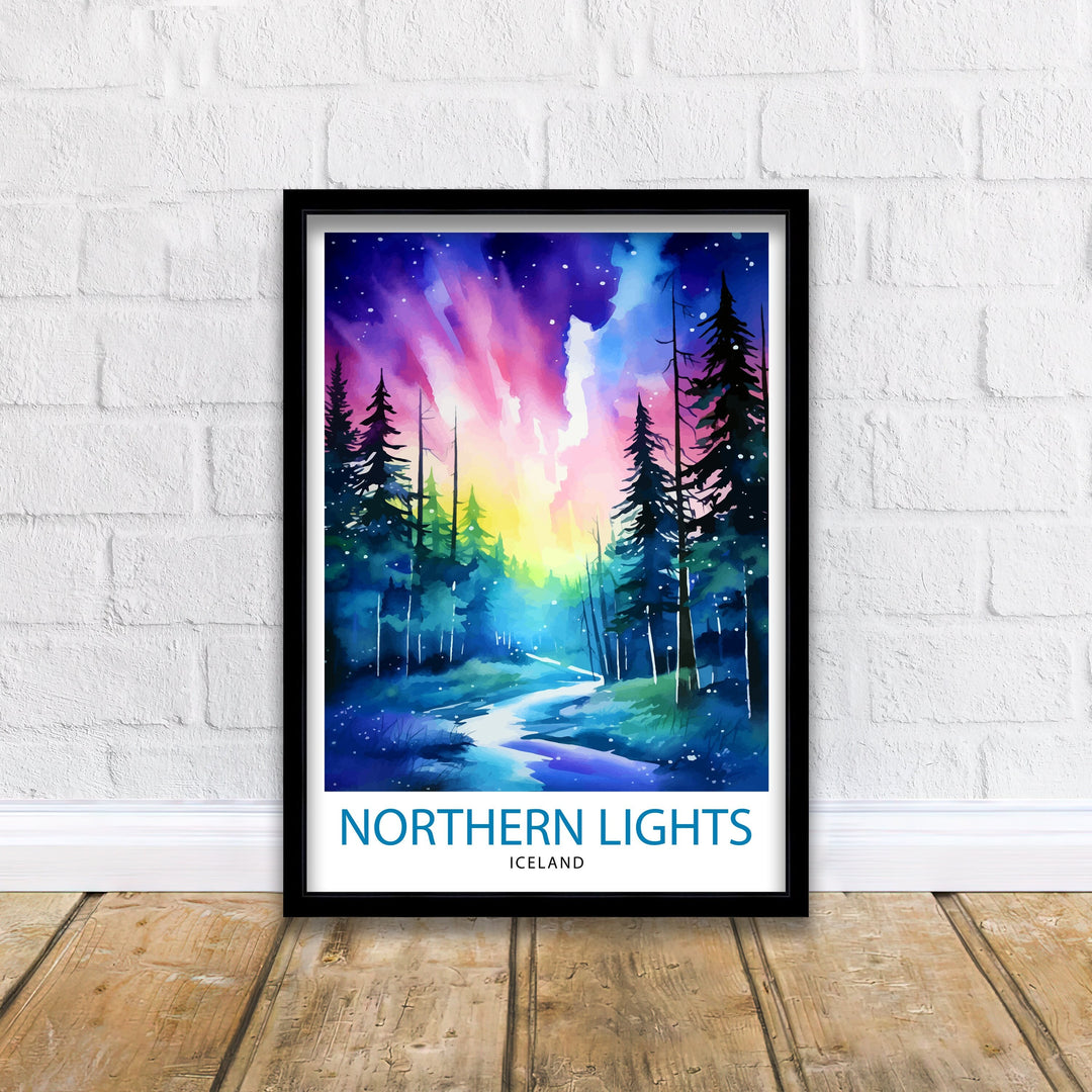 Northern Lights Aurora Borealis Travel Poster Celestial