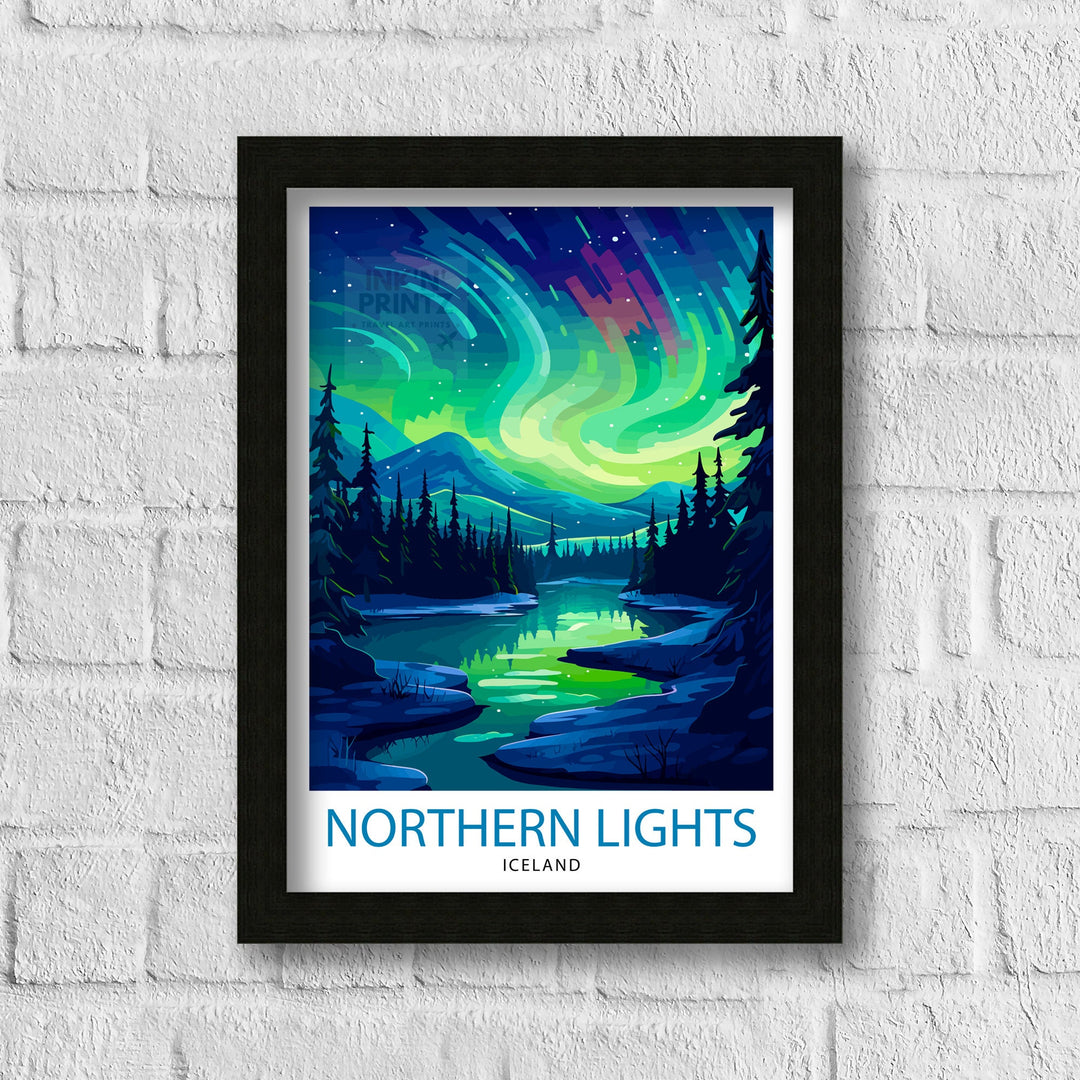 Northern Lights Aurora Borealis Travel Poster Celestial