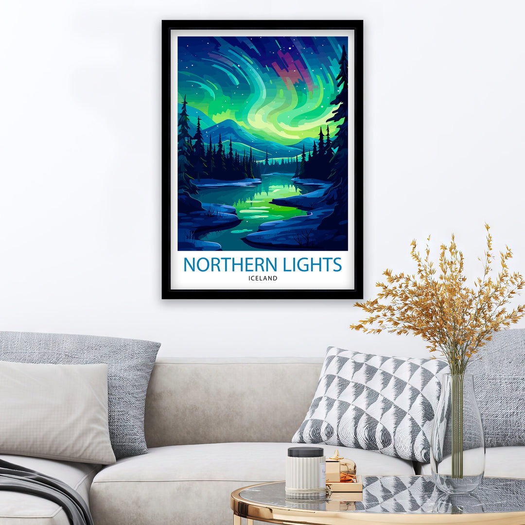 Northern Lights Aurora Borealis Travel Poster Celestial