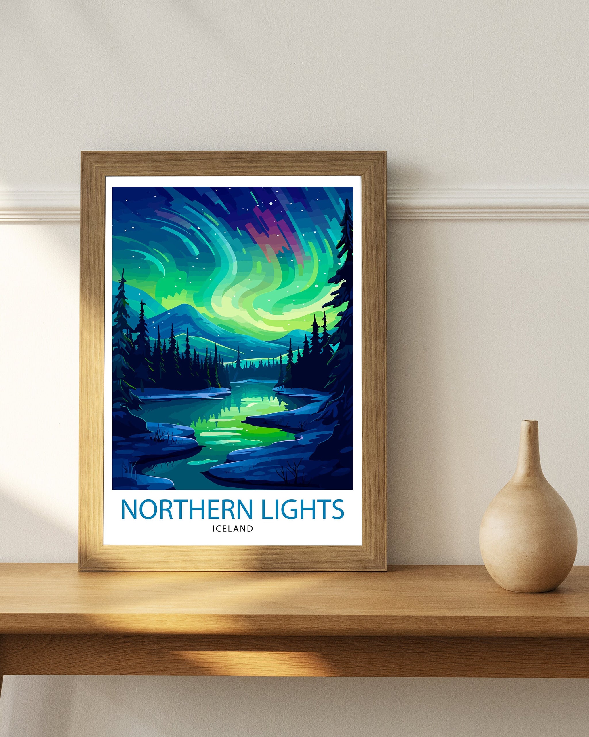 Northern Lights Aurora Borealis Travel Print Celestial Wall Decor Night Sky Poster Aurora Borealis Travel Prints Northern Lights Art Print