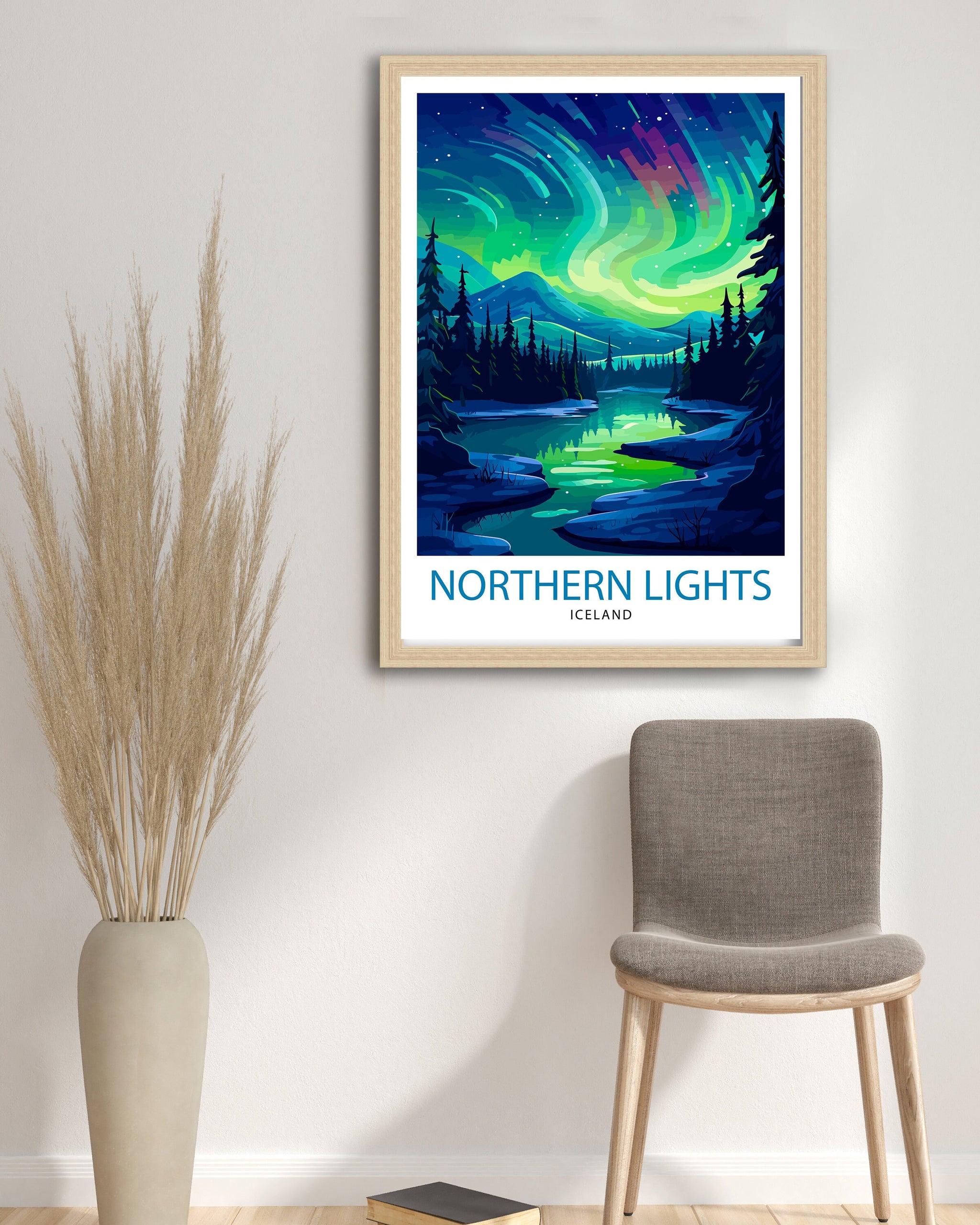 Northern Lights Aurora Borealis Travel Print Celestial Wall Decor Night Sky Poster Aurora Borealis Travel Prints Northern Lights Art Print