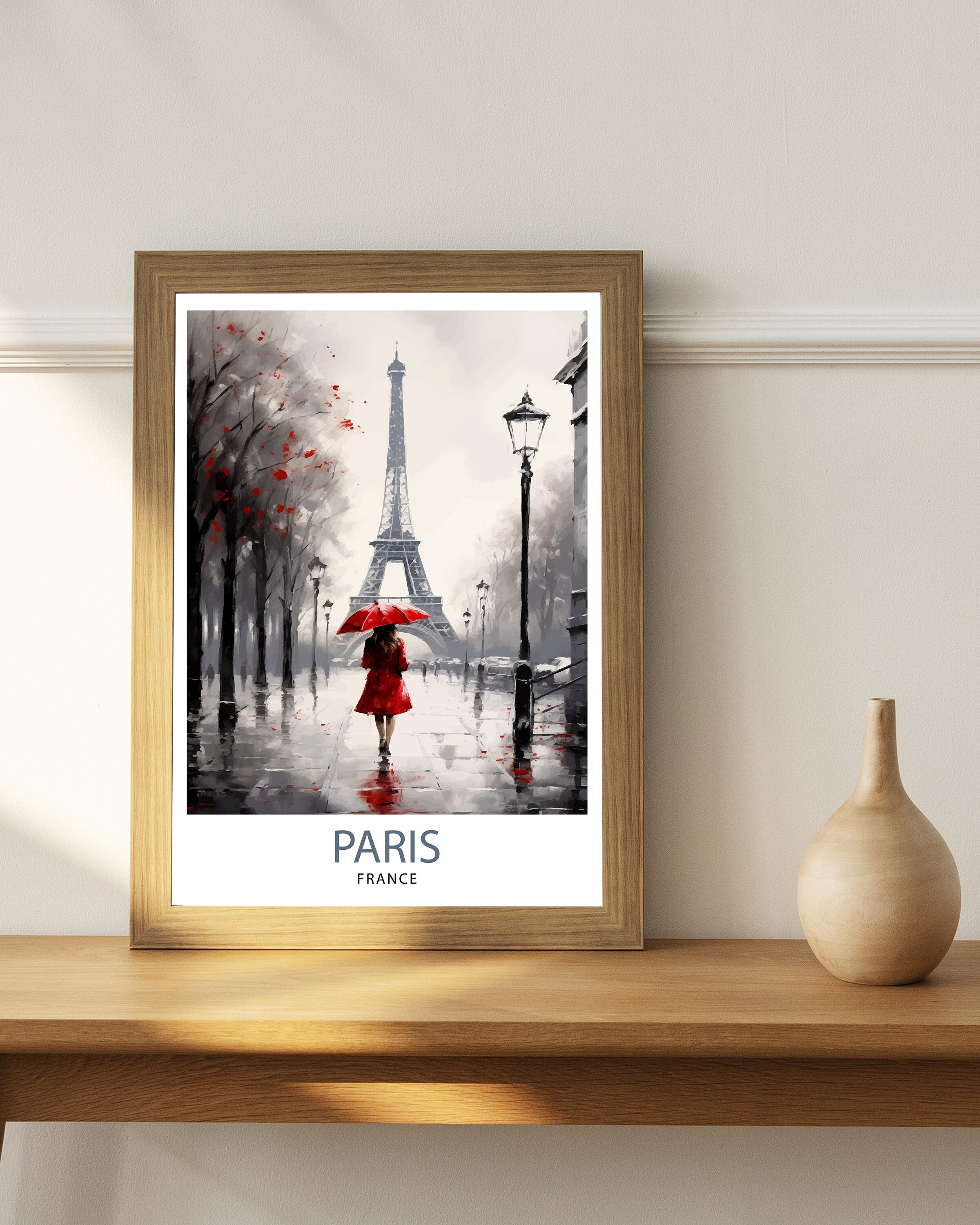 Paris France Travel Print Paris Wall Art Eiffel Tower Art France Travel Poster Paris Home Decor French Illustration Parisian Art Print