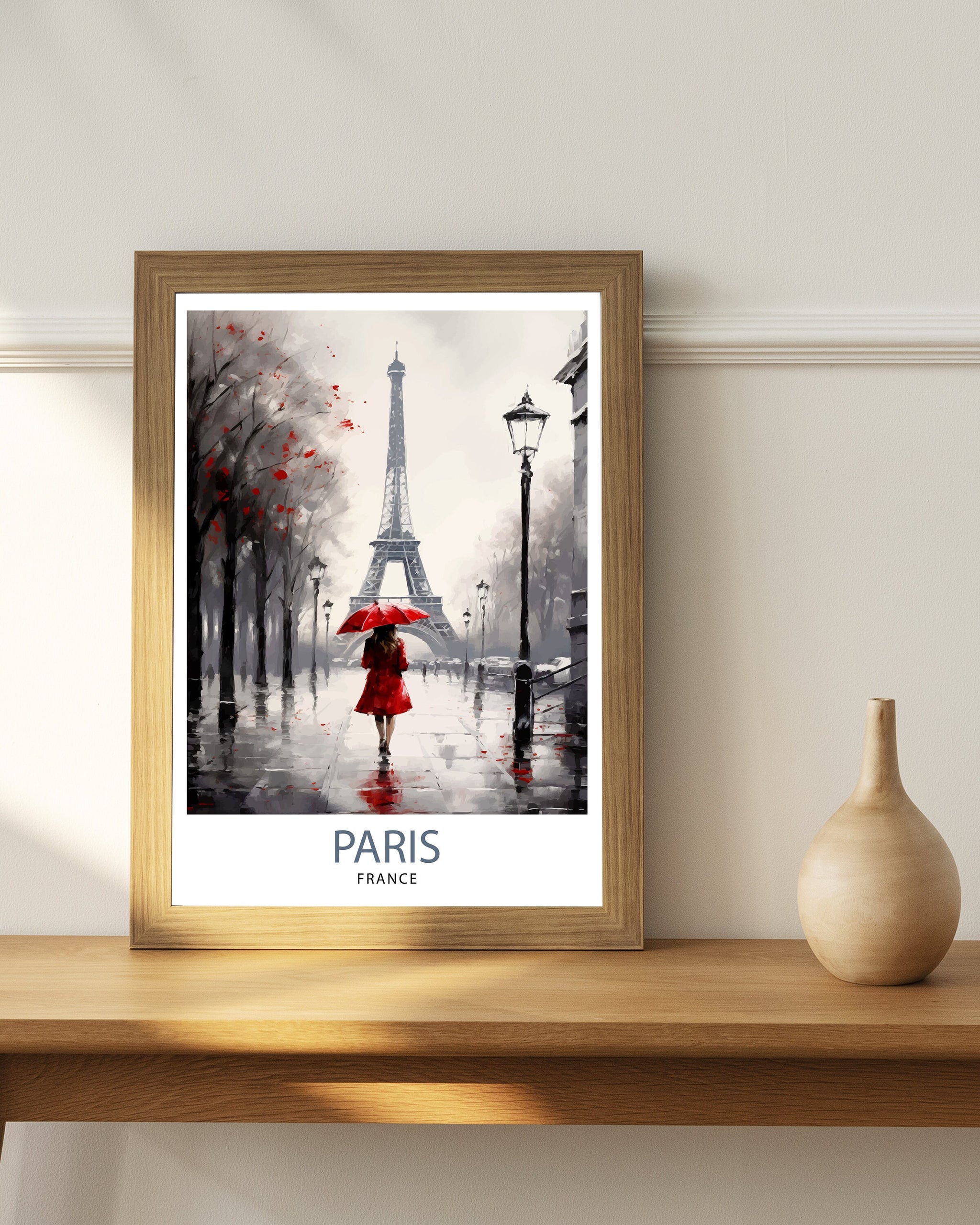 Paris France Travel Print Paris Wall Art Eiffel Tower Art France Travel Poster Paris Home Decor French Illustration Parisian Art Print