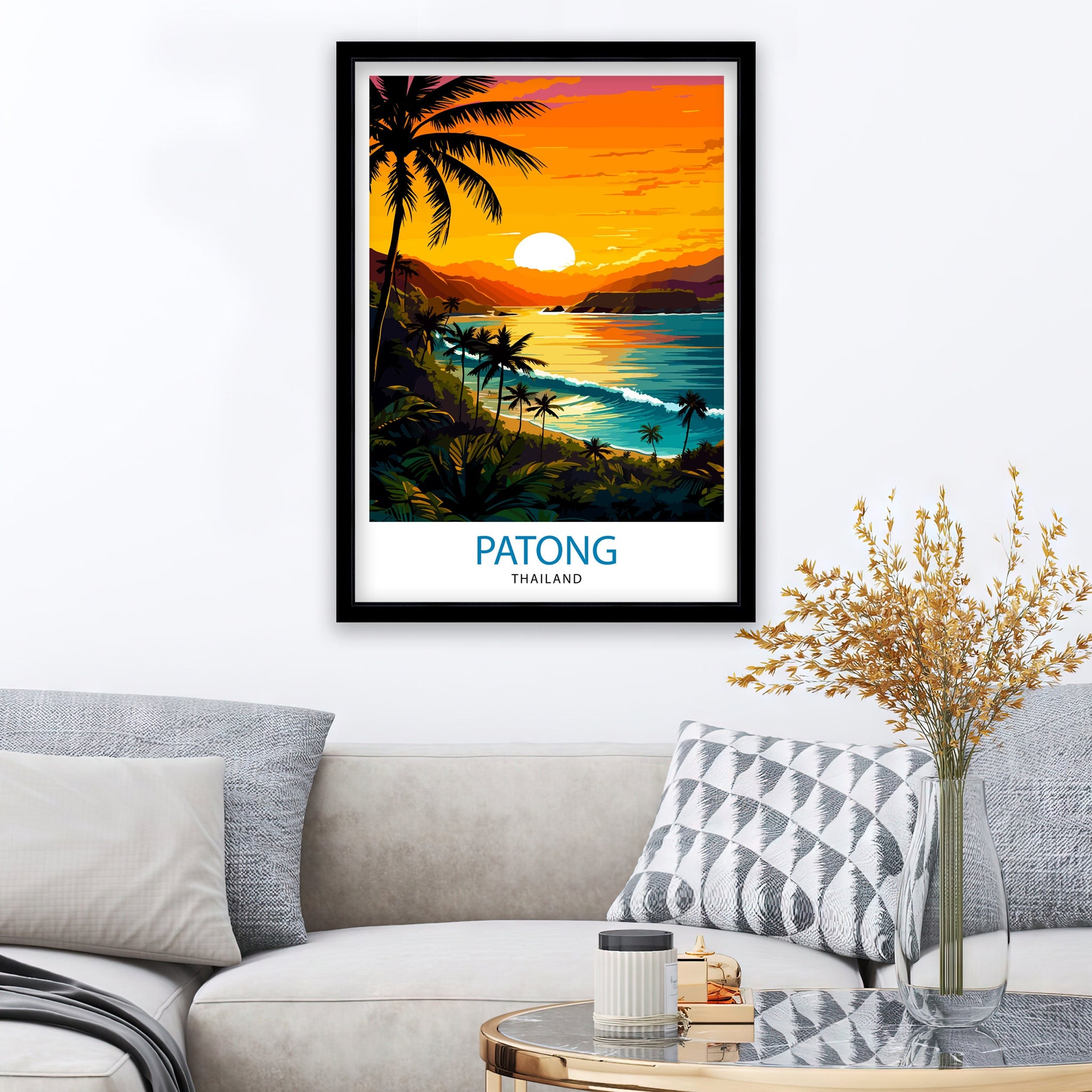 Patong Beach Thailand Travel Print Patong Wall Decor Patong Poster Thailand Travel Prints Patong Art Print Patong Illustration Patong Wall
