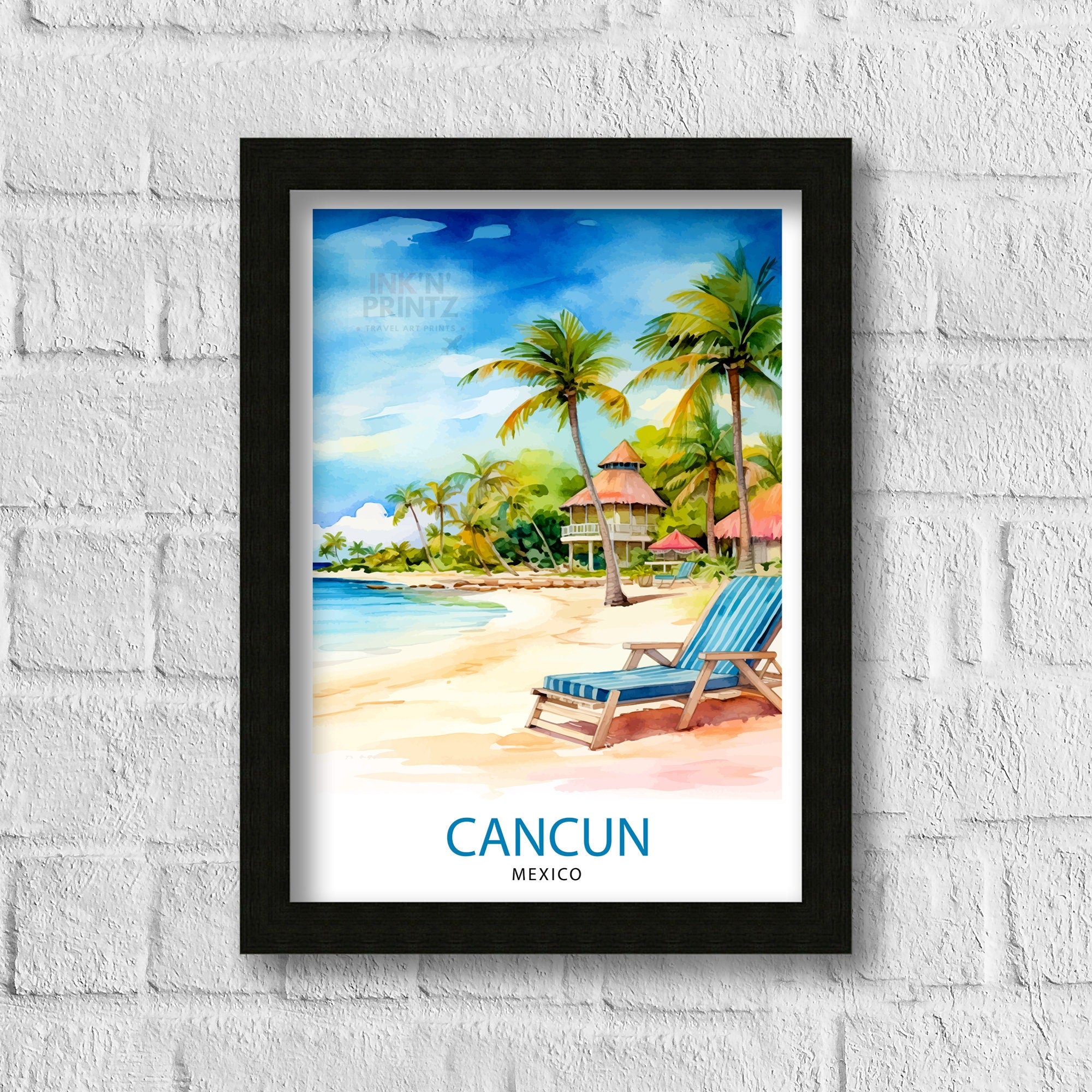 Cancun Mexico Travel Print Cancun Wall Decor Cancun Home Living Decor Cancun Illustration Travel Poster Gift for Cancun Mexico Home Decor