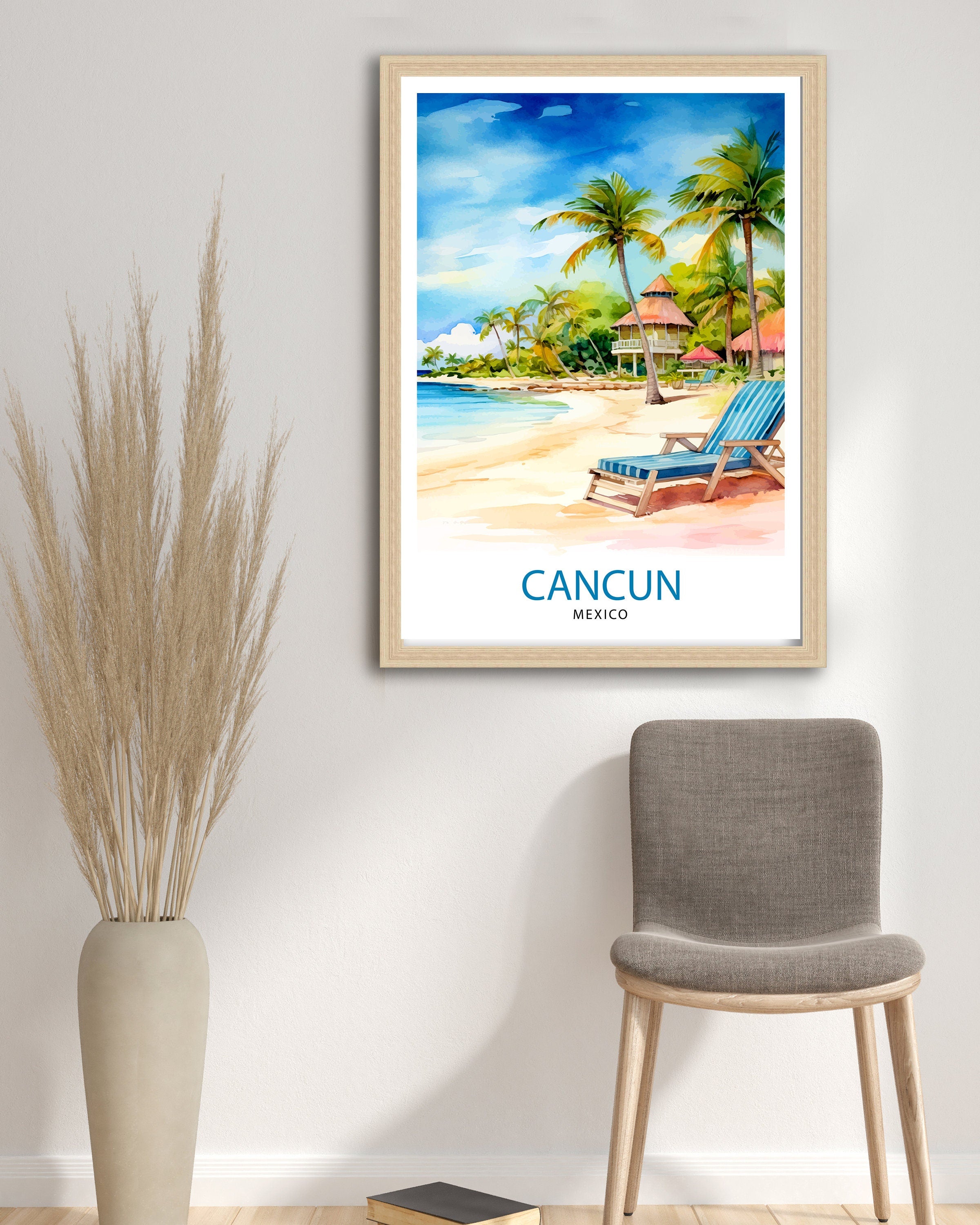 Cancun Mexico Travel Print Cancun Wall Decor Cancun Home Living Decor Cancun Illustration Travel Poster Gift for Cancun Mexico Home Decor