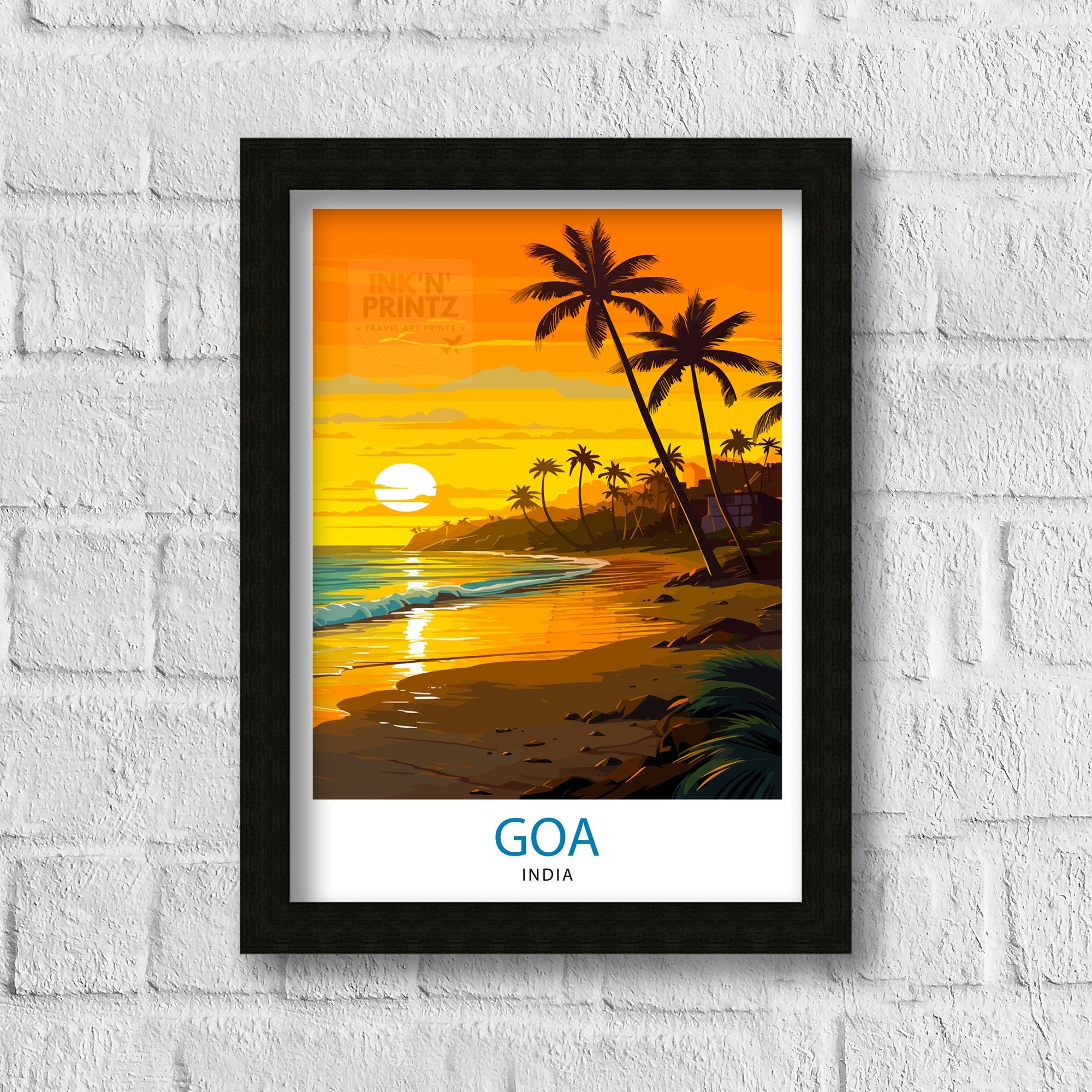 Goa India Travel Print| Goa Wall Decor Goa Poster India Travel Prints Goa Art Print Goa Illustration Goa Wall Art India Print