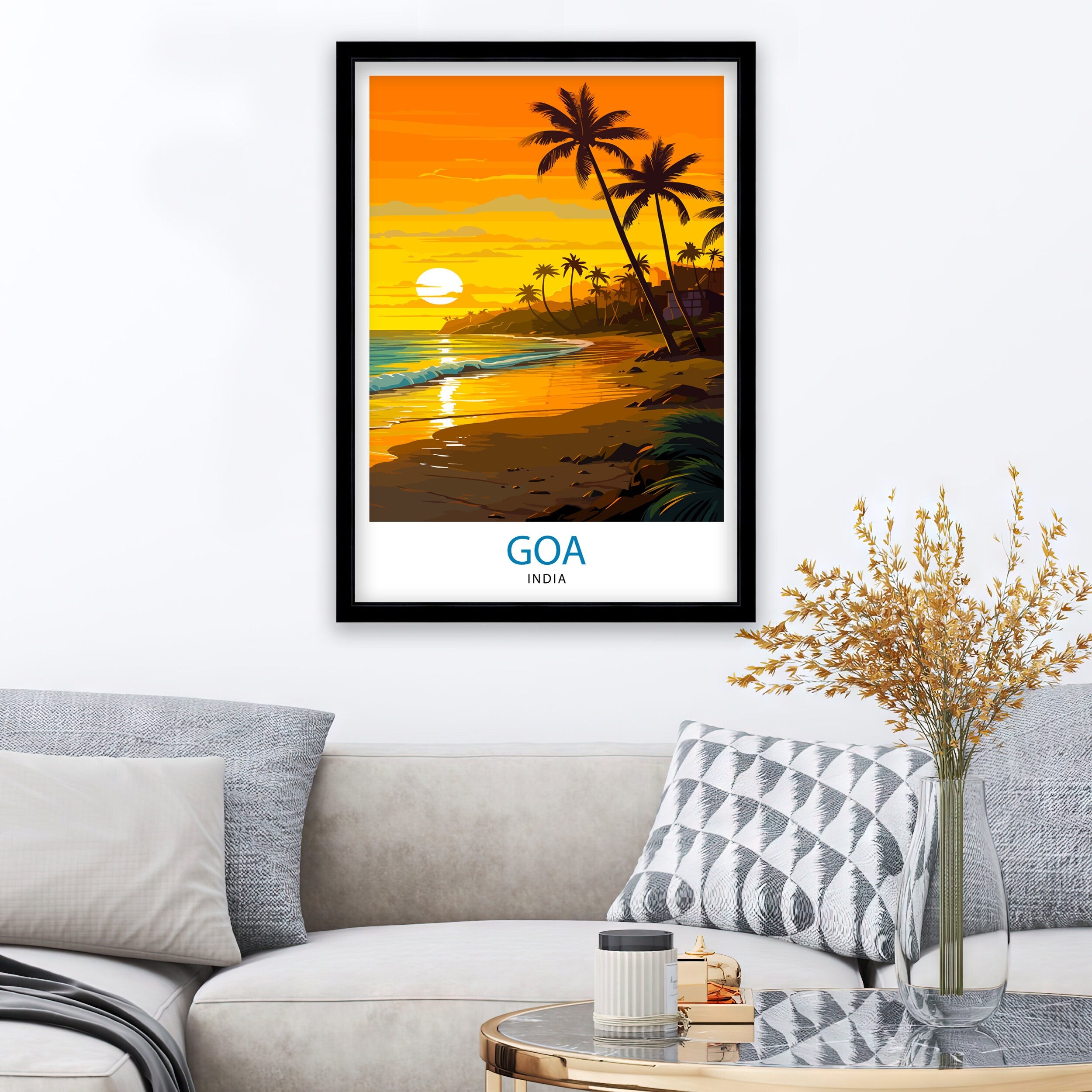 Goa India Travel Print| Goa Wall Decor Goa Poster India Travel Prints Goa Art Print Goa Illustration Goa Wall Art India Print