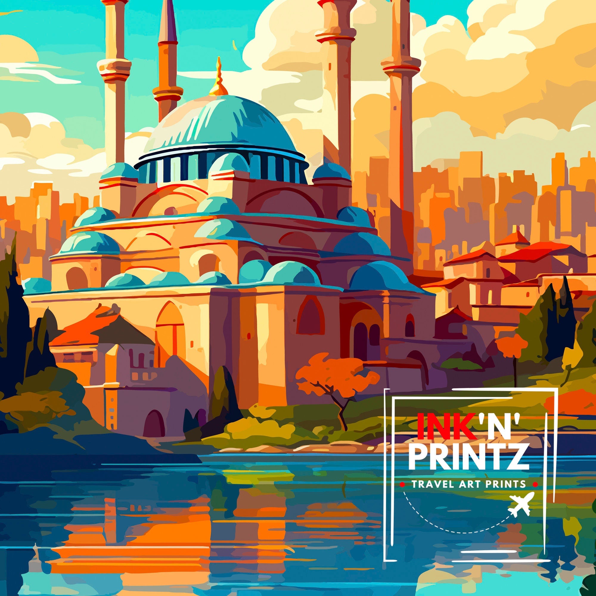 Istanbul Turkey Travel Print Istanbul Wall Art Turkey Illustration Istanbul Travel Poster Turkey Home Decor Gift for Travelers