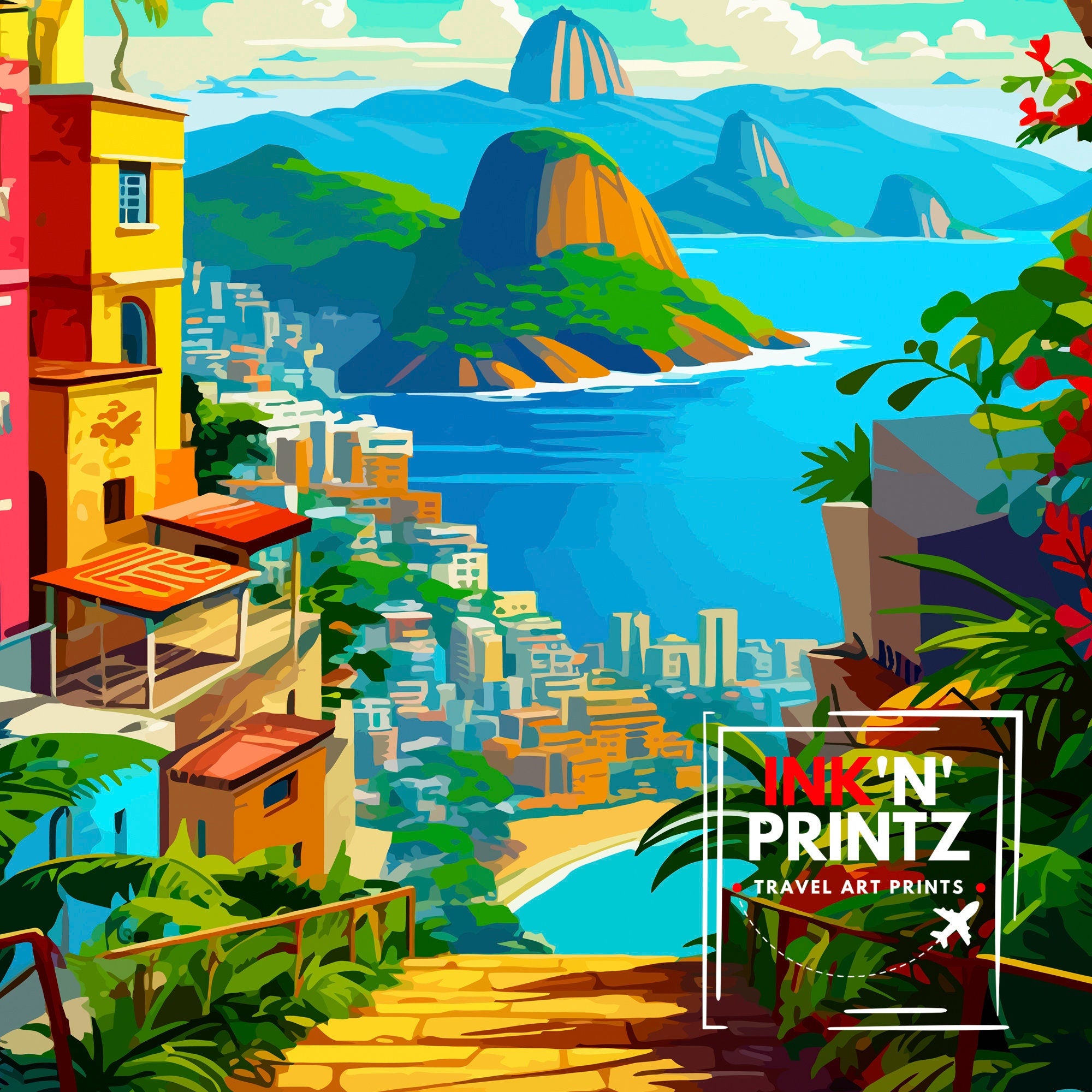 Rio de Janeiro Brazil Travel Print| Rio Wall Decor Rio Poster Brazil Travel Prints Rio Art Print Rio Illustration Rio Wall Art
