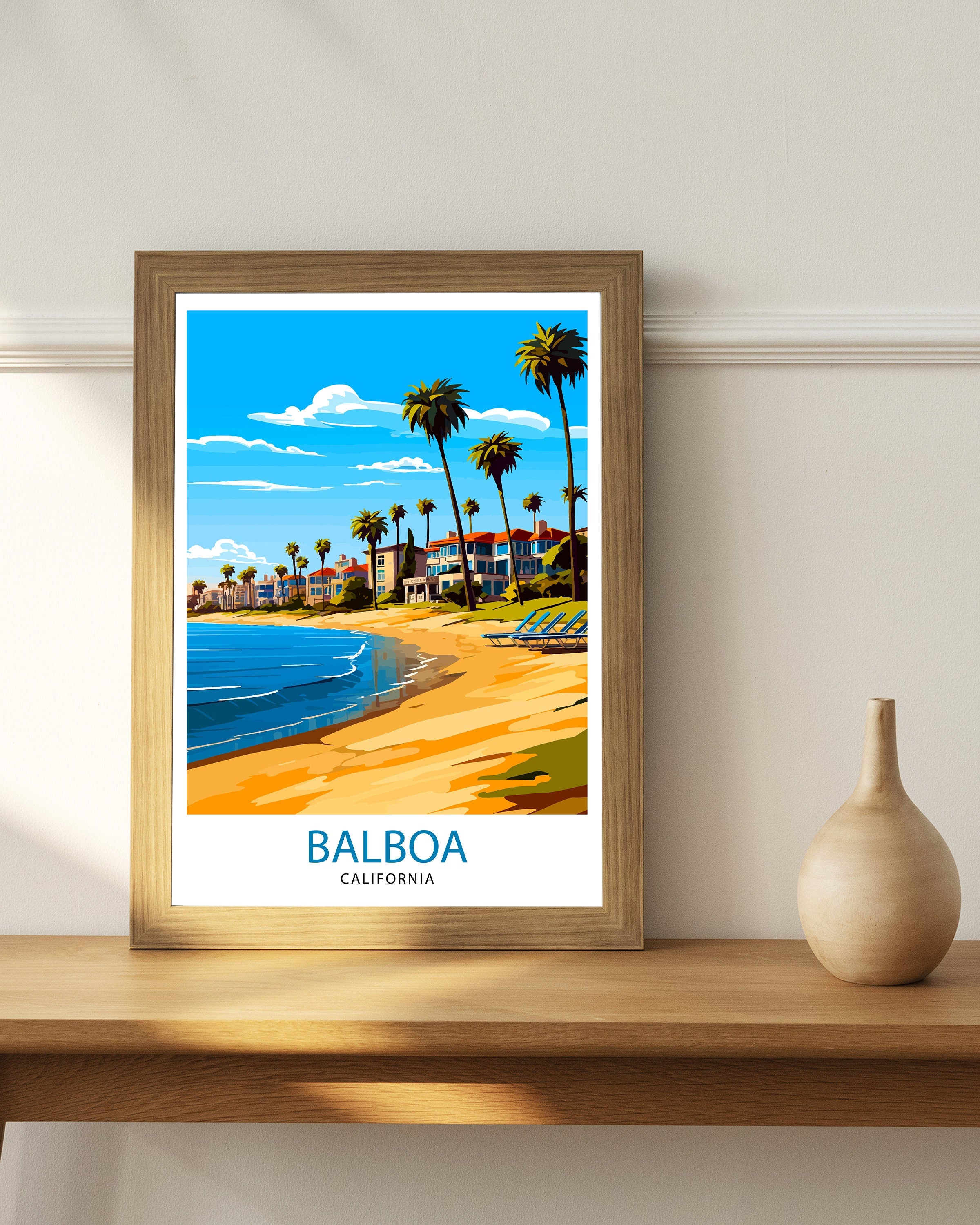 Balboa California Travel Print Balboa Wall Decor Balboa Poster California Travel Prints Balboa Art Print Balboa Illustration Balboa Wall Art