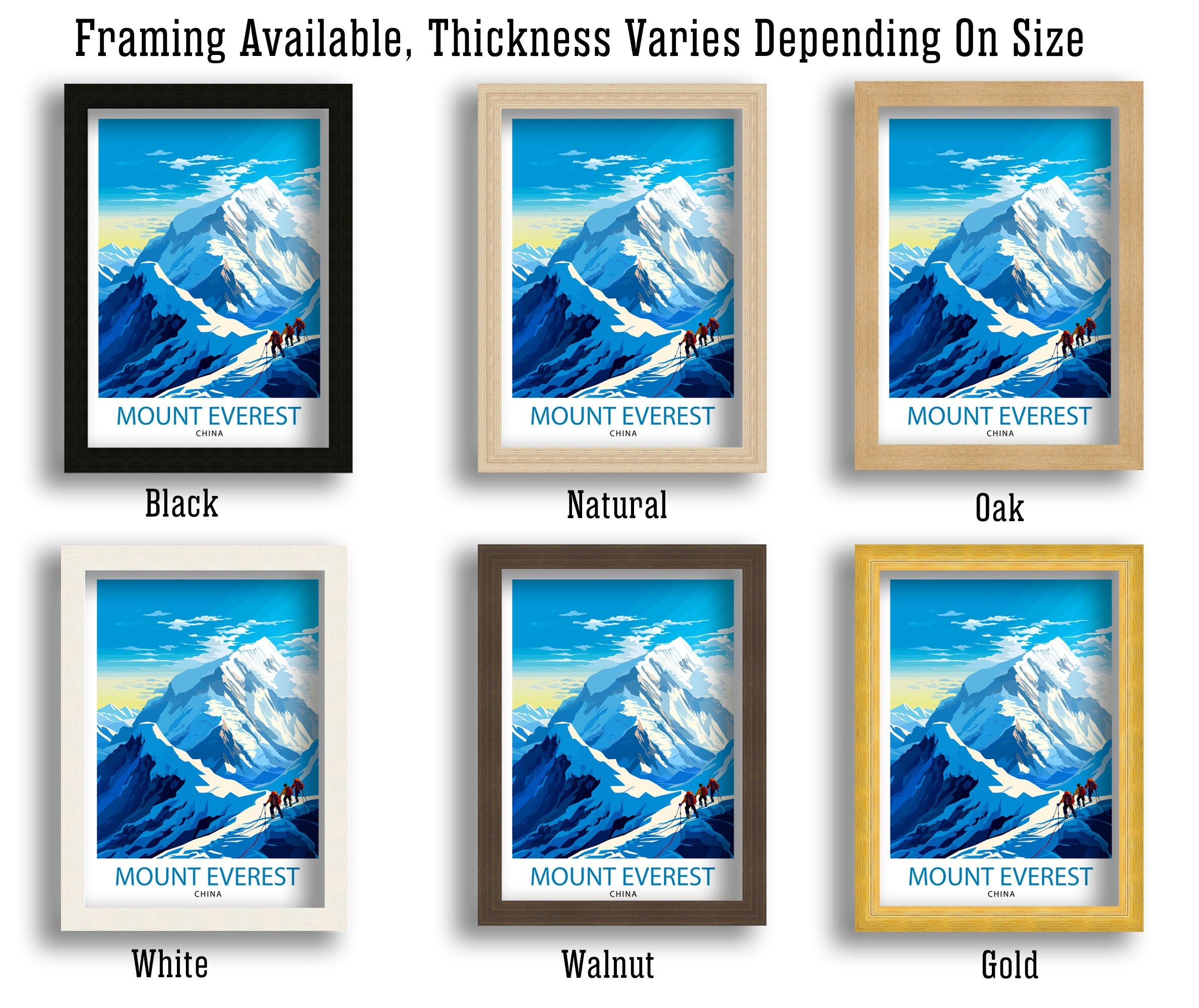 Mount Everest China Travel Print Everest Wall Decor Everest Poster China Travel Prints Everest Art Print Everest Illustration