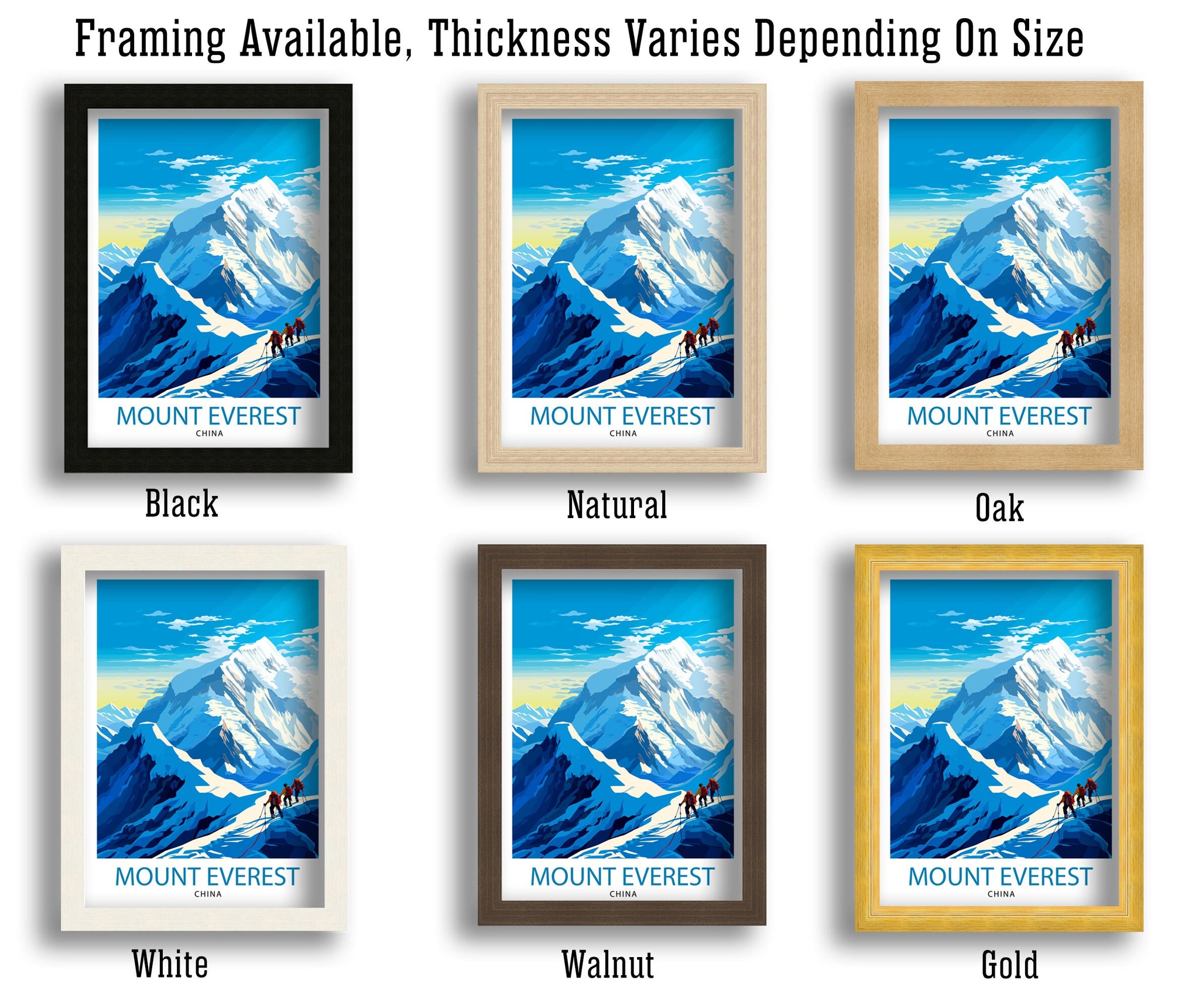 Mount Everest China Travel Print Everest Wall Decor Everest Poster China Travel Prints Everest Art Print Everest Illustration