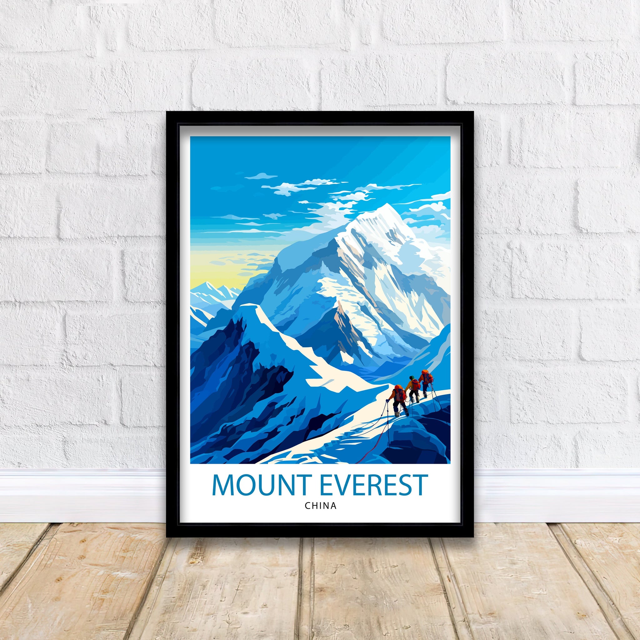 Mount Everest China Travel Print Everest Wall Decor Everest Poster China Travel Prints Everest Art Print Everest Illustration