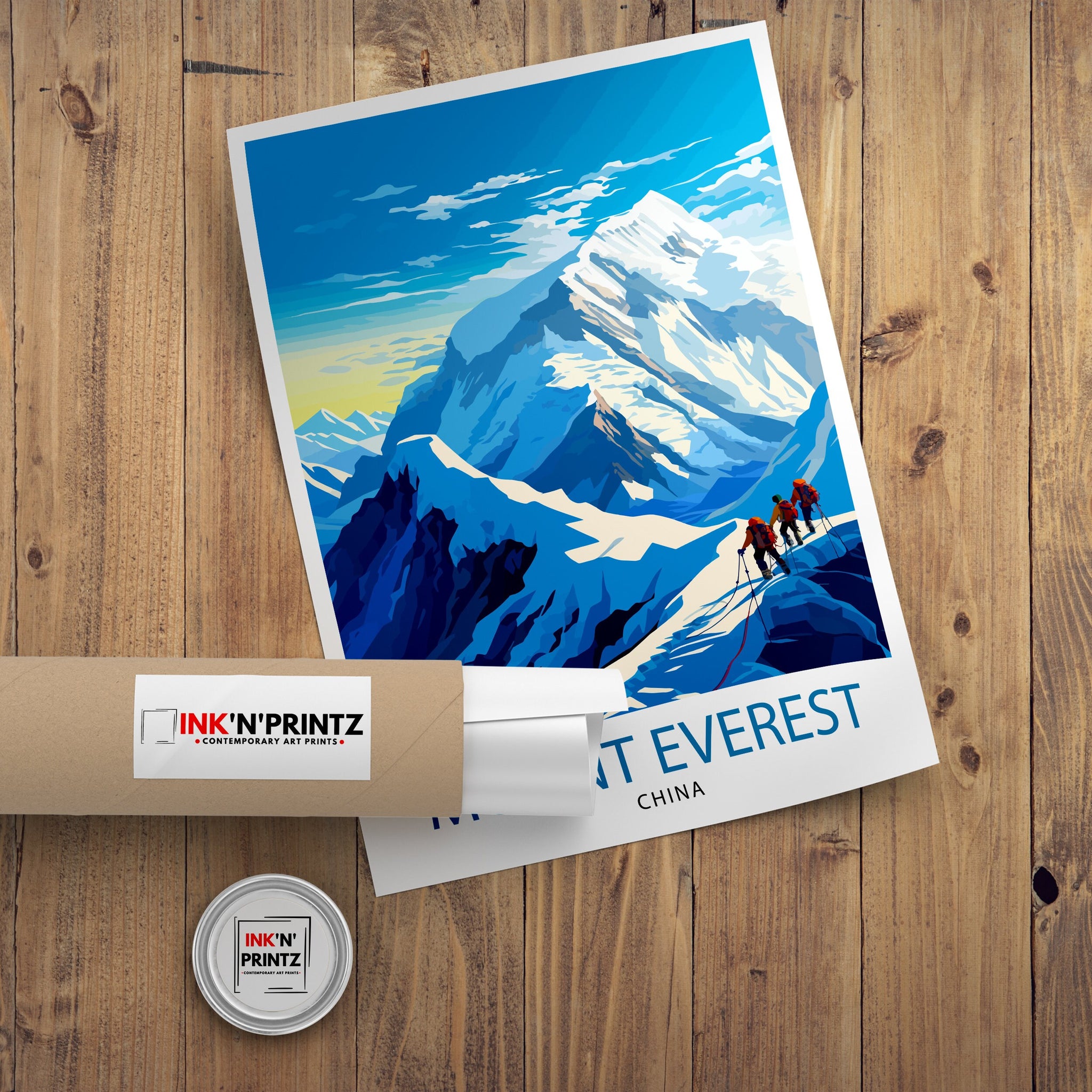 Mount Everest China Travel Print Everest Wall Decor Everest Poster China Travel Prints Everest Art Print Everest Illustration