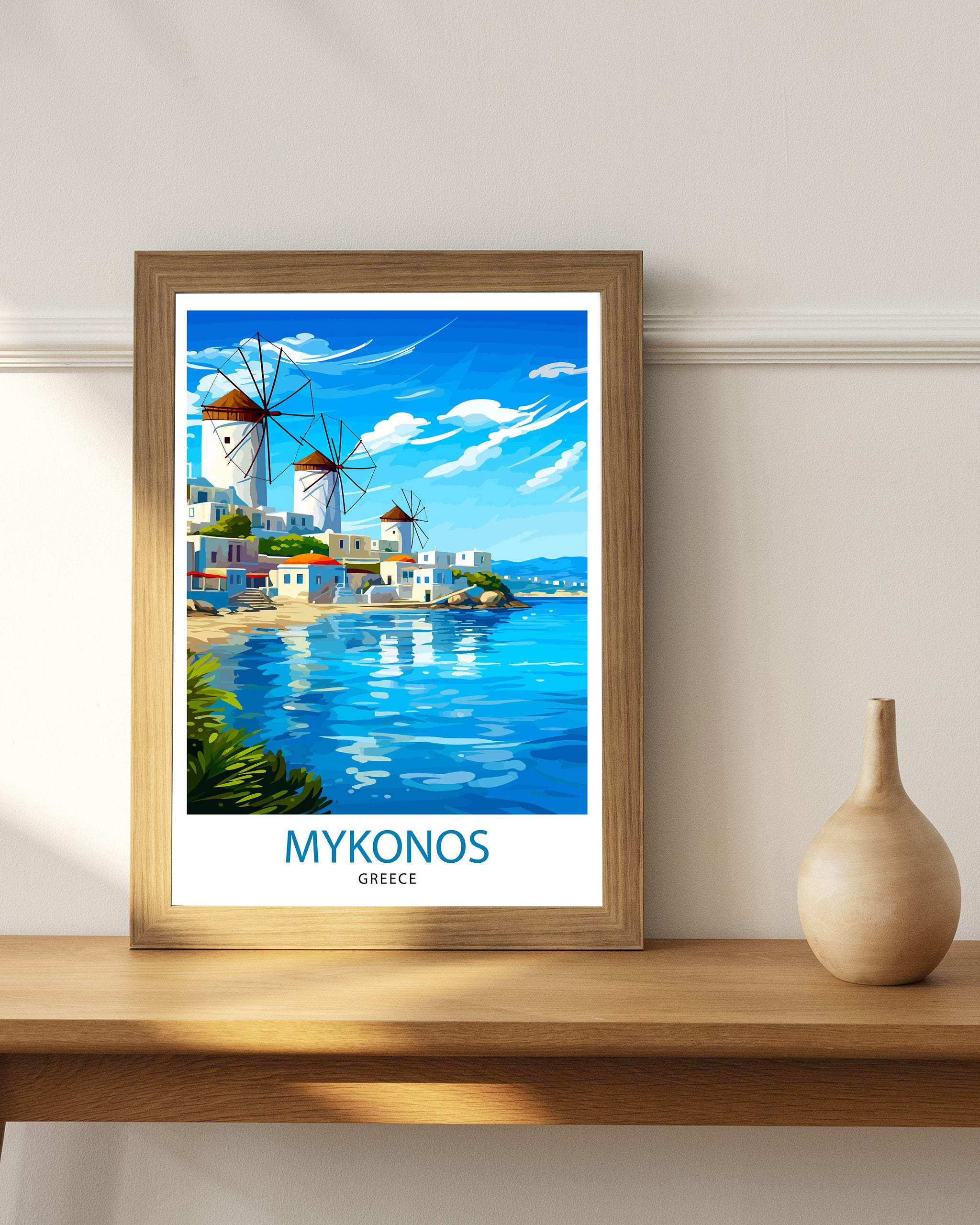 Mykonos Greece Travel Print Mykonos Wall Decor Mykonos Island Poster Greece Travel Prints Mykonos Art Print Mykonos Illustration