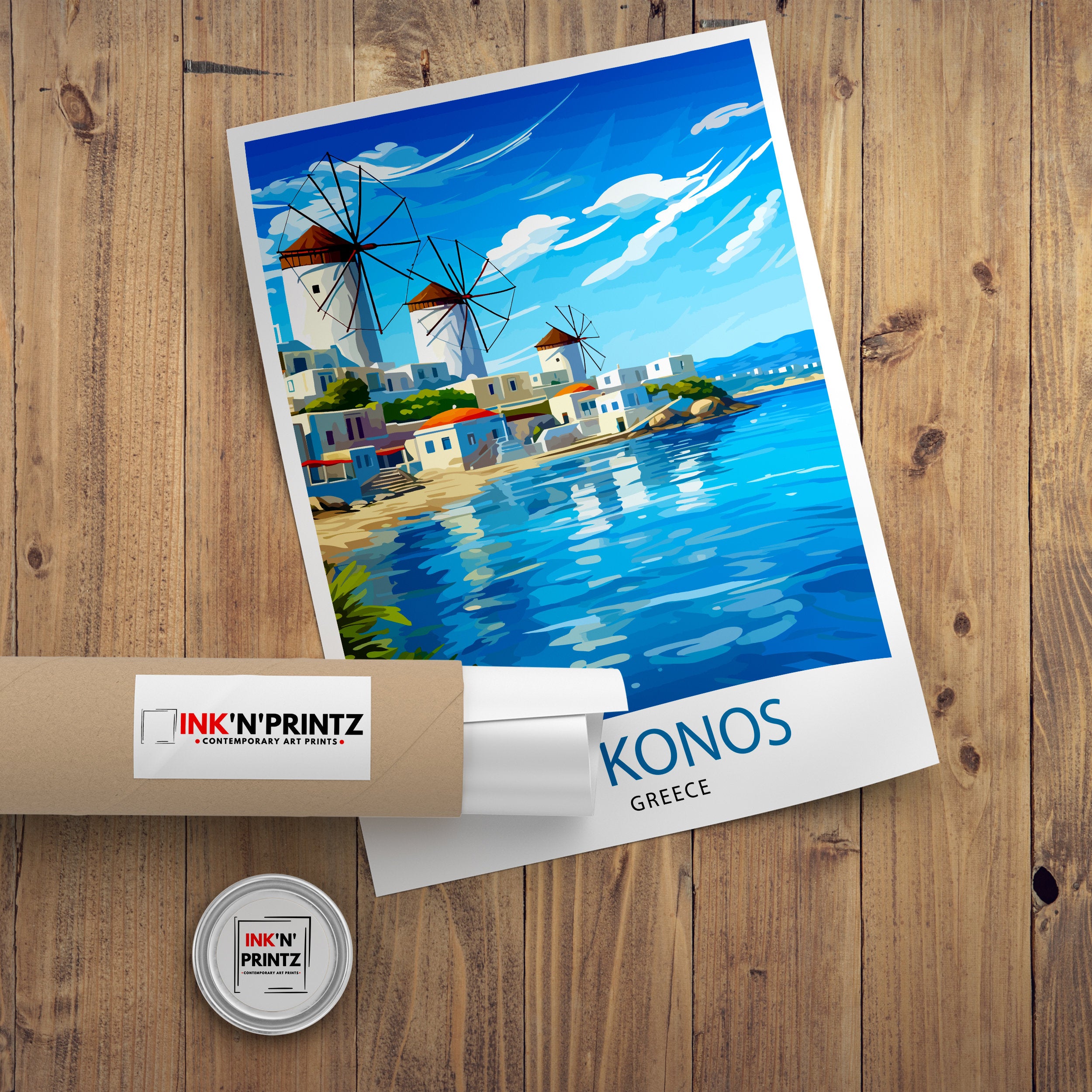 Mykonos Greece Travel Print Mykonos Wall Decor Mykonos Island Poster Greece Travel Prints Mykonos Art Print Mykonos Illustration