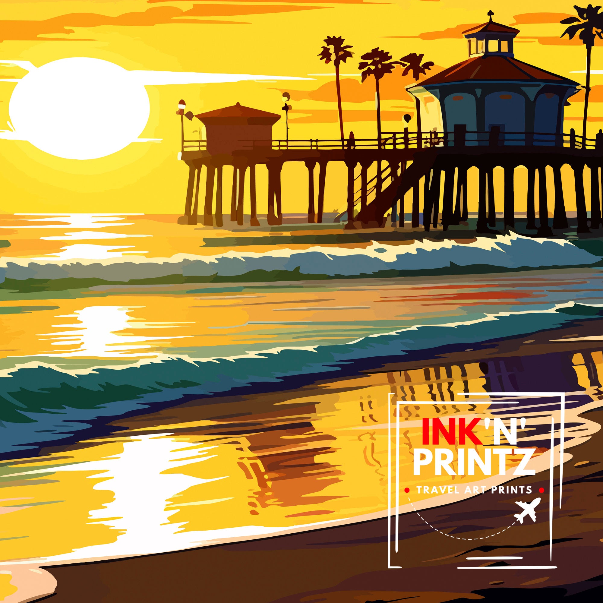 Orange County California Travel Print OC Wall Decor Orange County Poster California Travel Prints OC Art Print OC Illustration