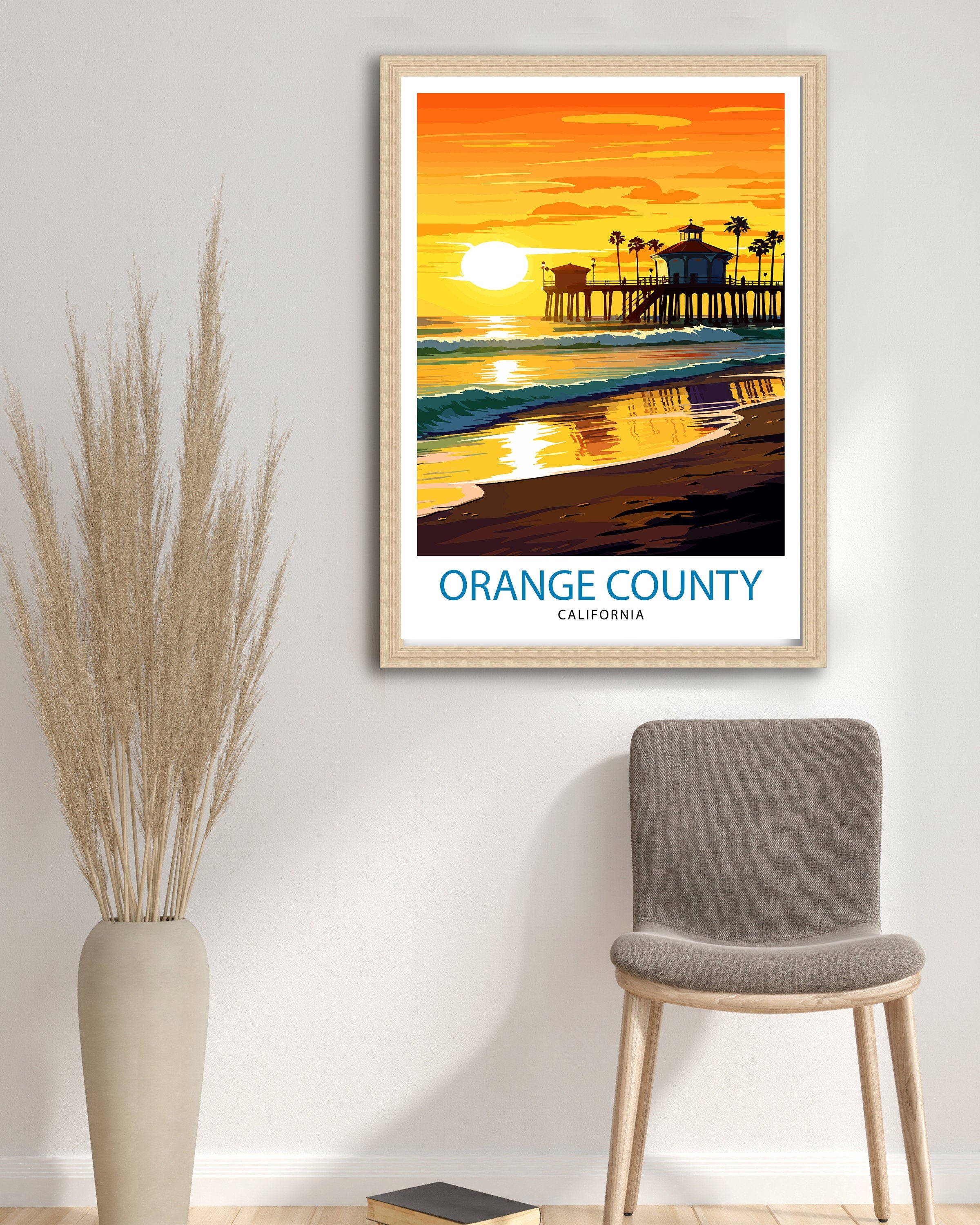 Orange County California Travel Print OC Wall Decor Orange County Poster California Travel Prints OC Art Print OC Illustration