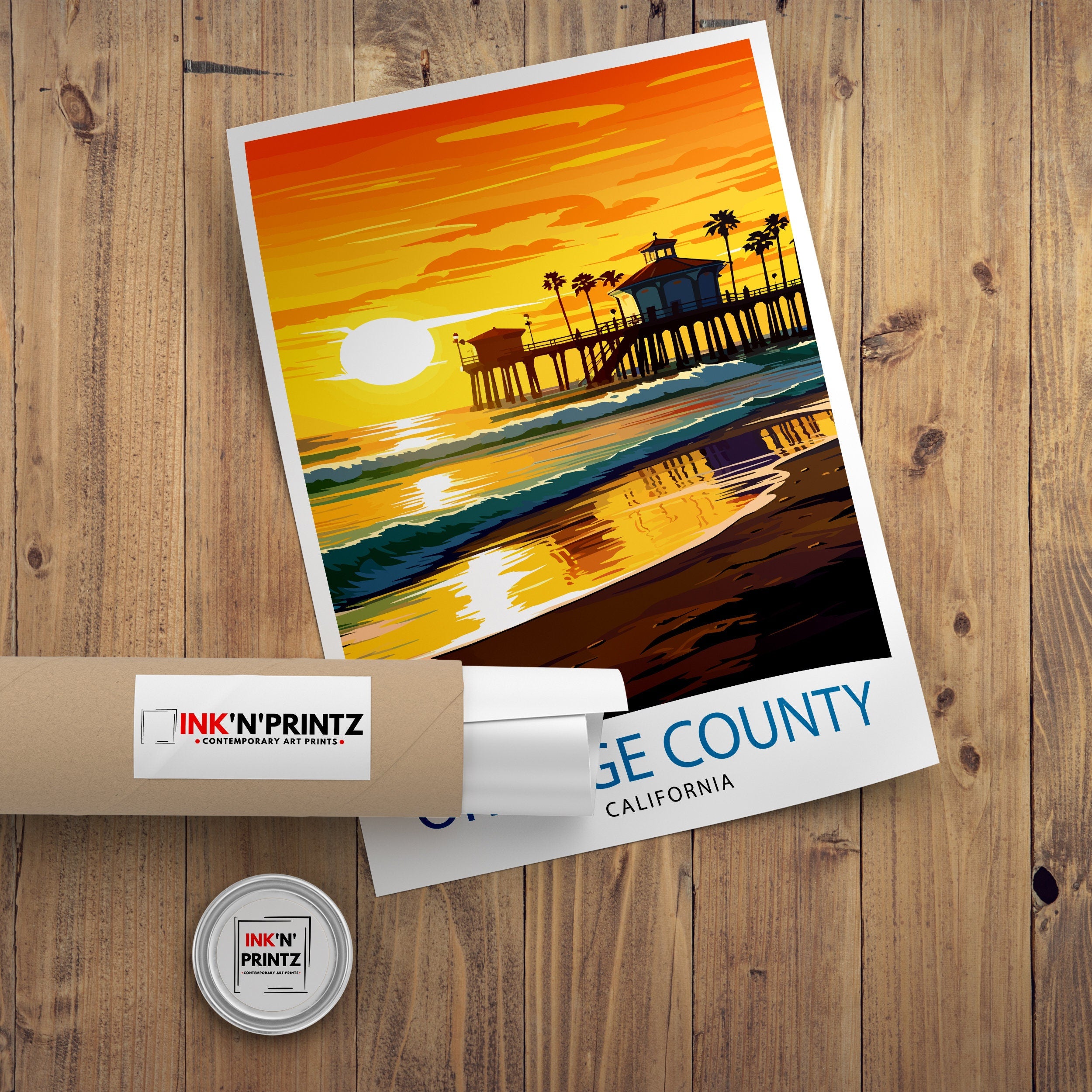 Orange County California Travel Print OC Wall Decor Orange County Poster California Travel Prints OC Art Print OC Illustration