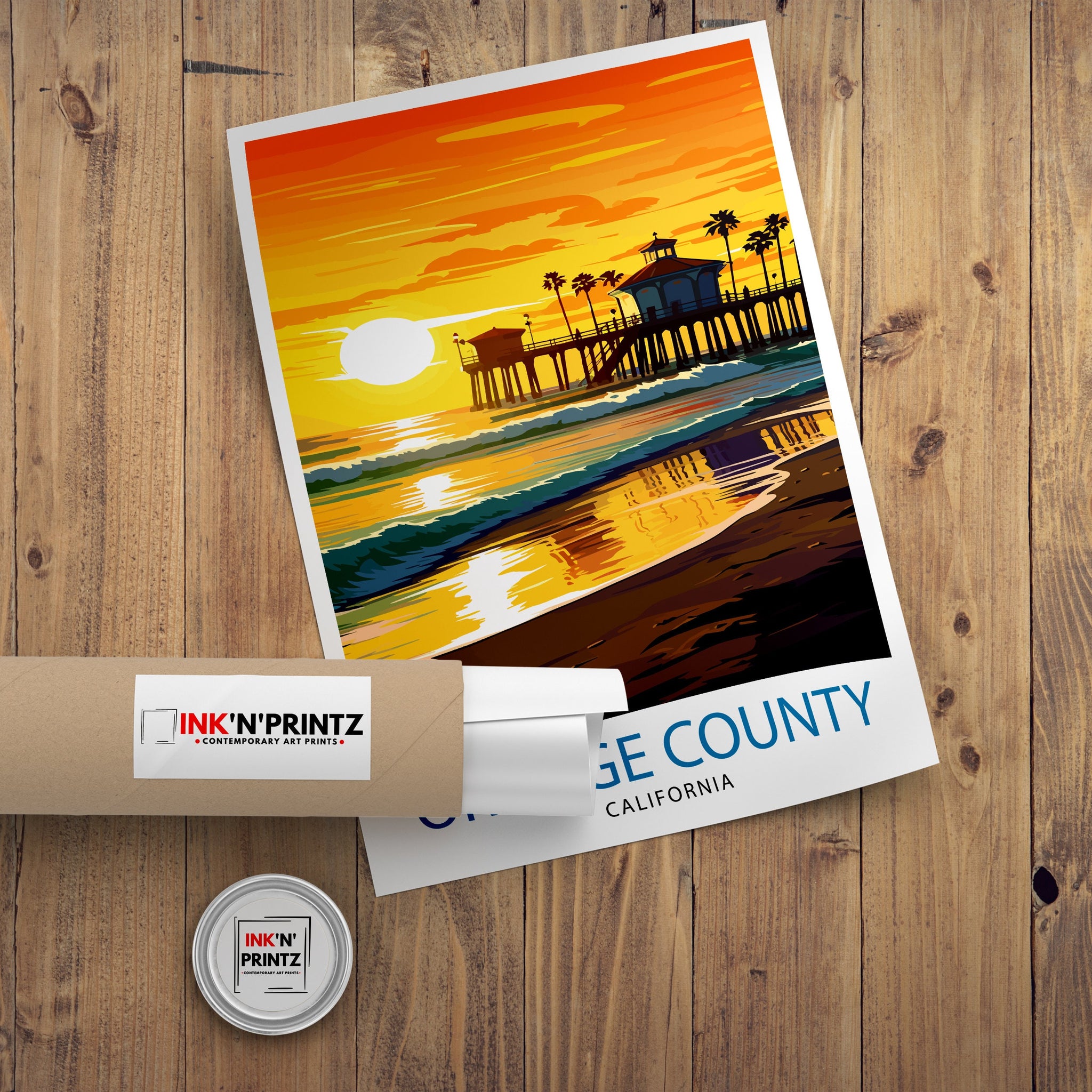 Orange County California Travel Print OC Wall Decor Orange County Poster California Travel Prints OC Art Print OC Illustration