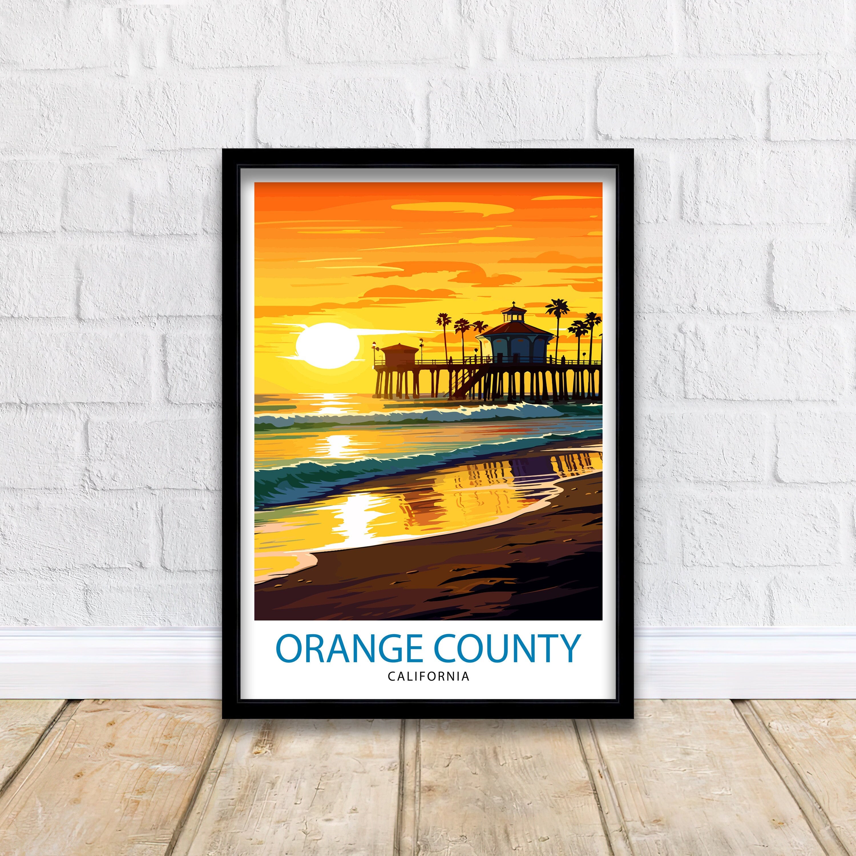 Orange County California Travel Print OC Wall Decor Orange County Poster California Travel Prints OC Art Print OC Illustration