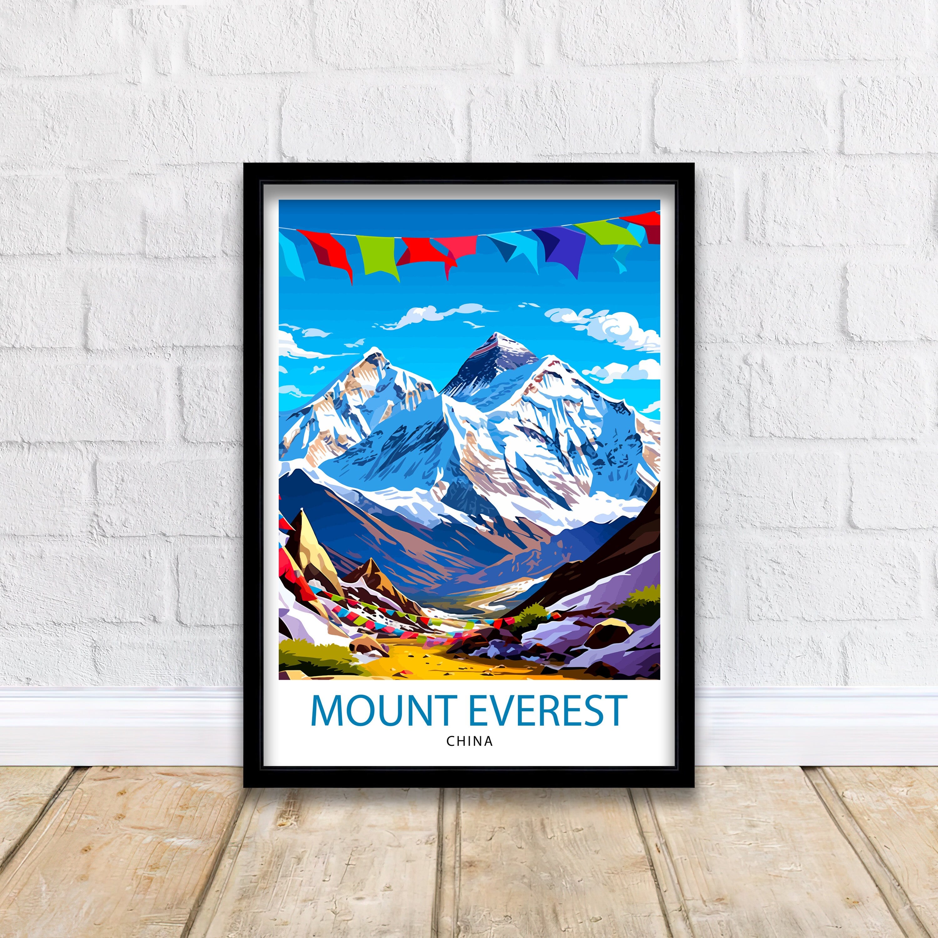 Mount Everest China Travel Print Everest Wall Decor Everest Poster China Travel Prints Everest Art Print Everest Illustration
