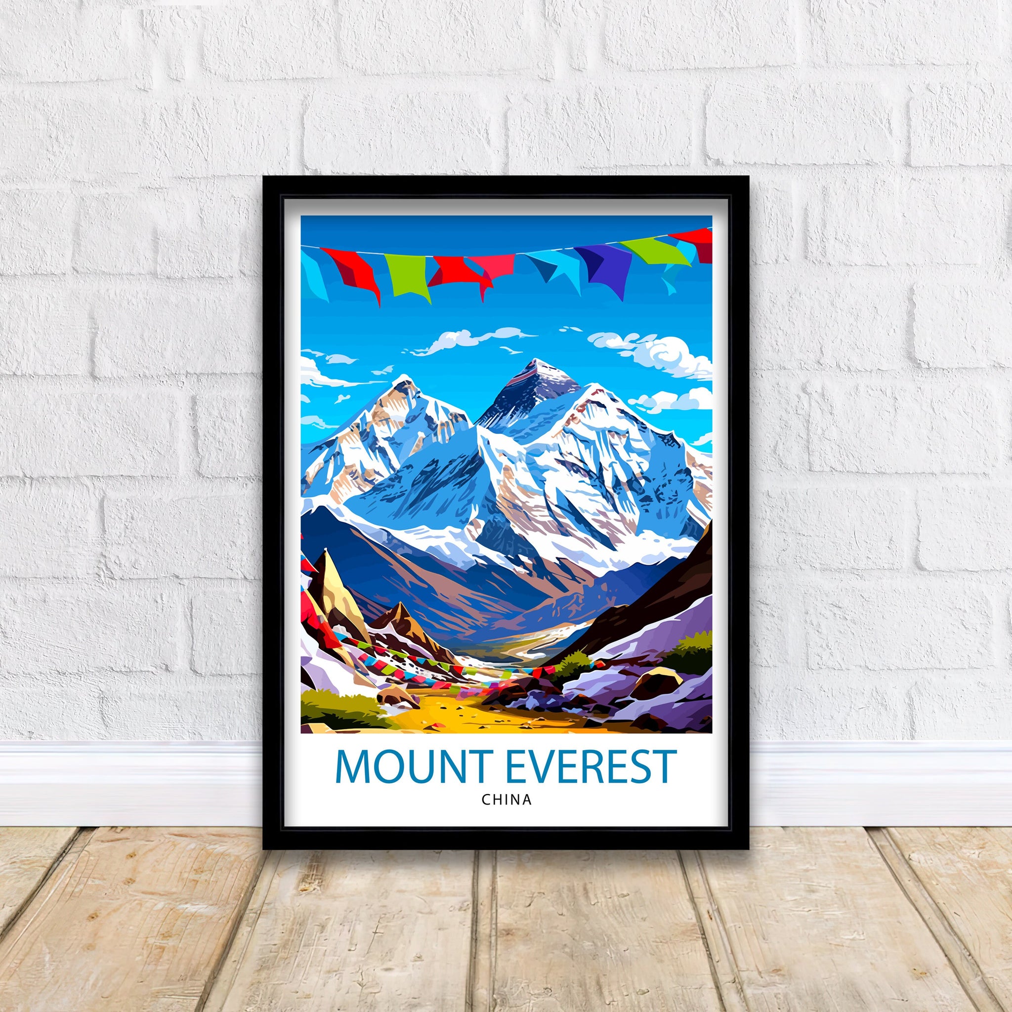 Mount Everest China Travel Print Everest Wall Decor Everest Poster China Travel Prints Everest Art Print Everest Illustration