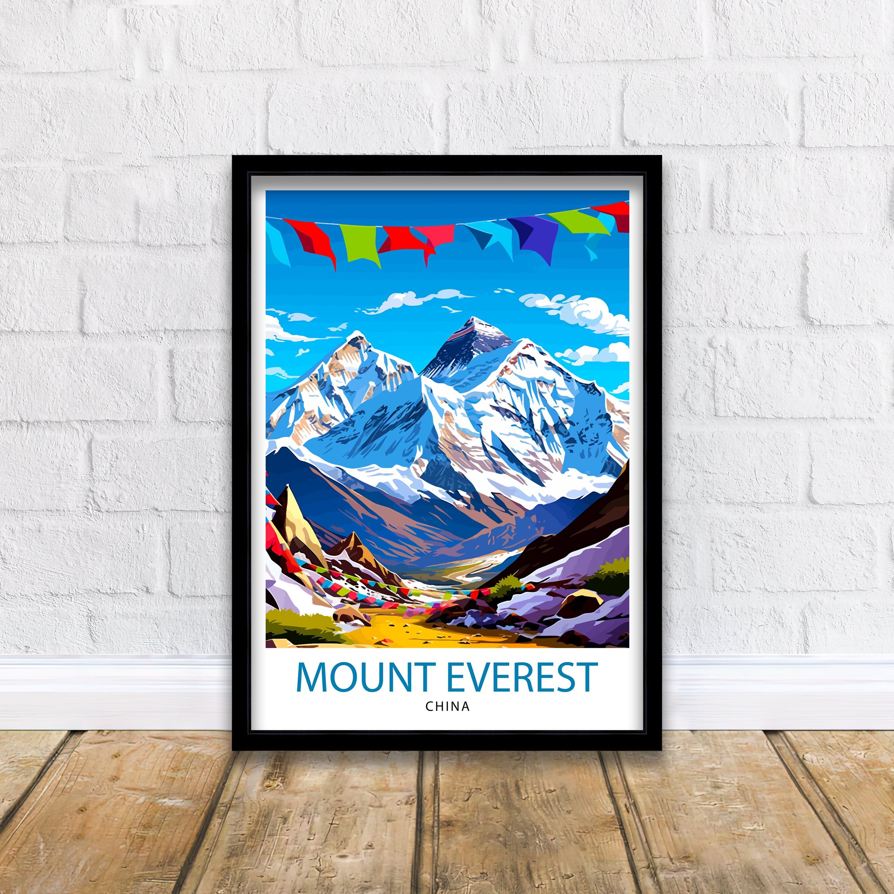 Mount Everest China Travel Print Everest Wall Decor Everest Poster China Travel Prints Everest Art Print Everest Illustration