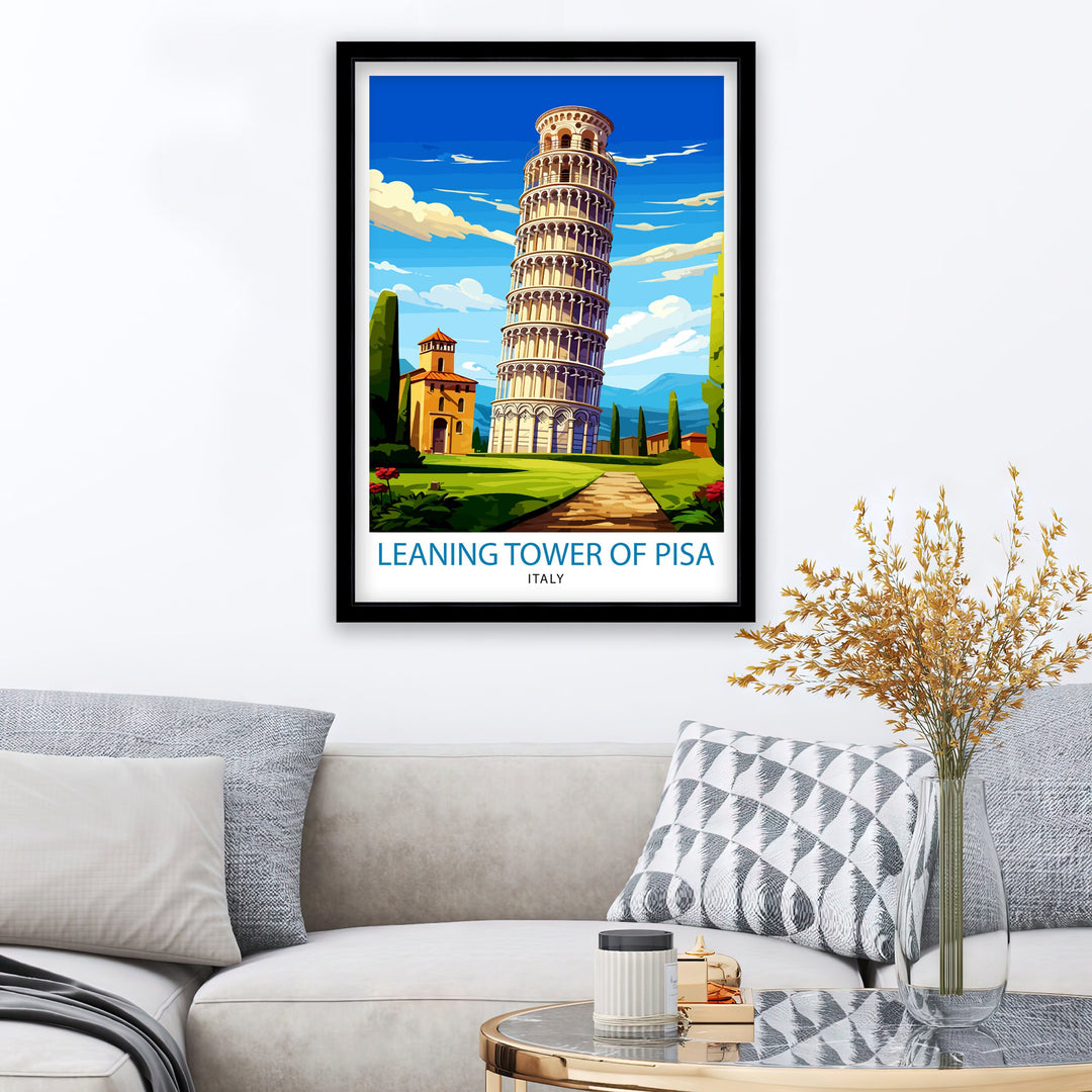 Leaning Tower of Pisa Italy Travel Poster Pisa