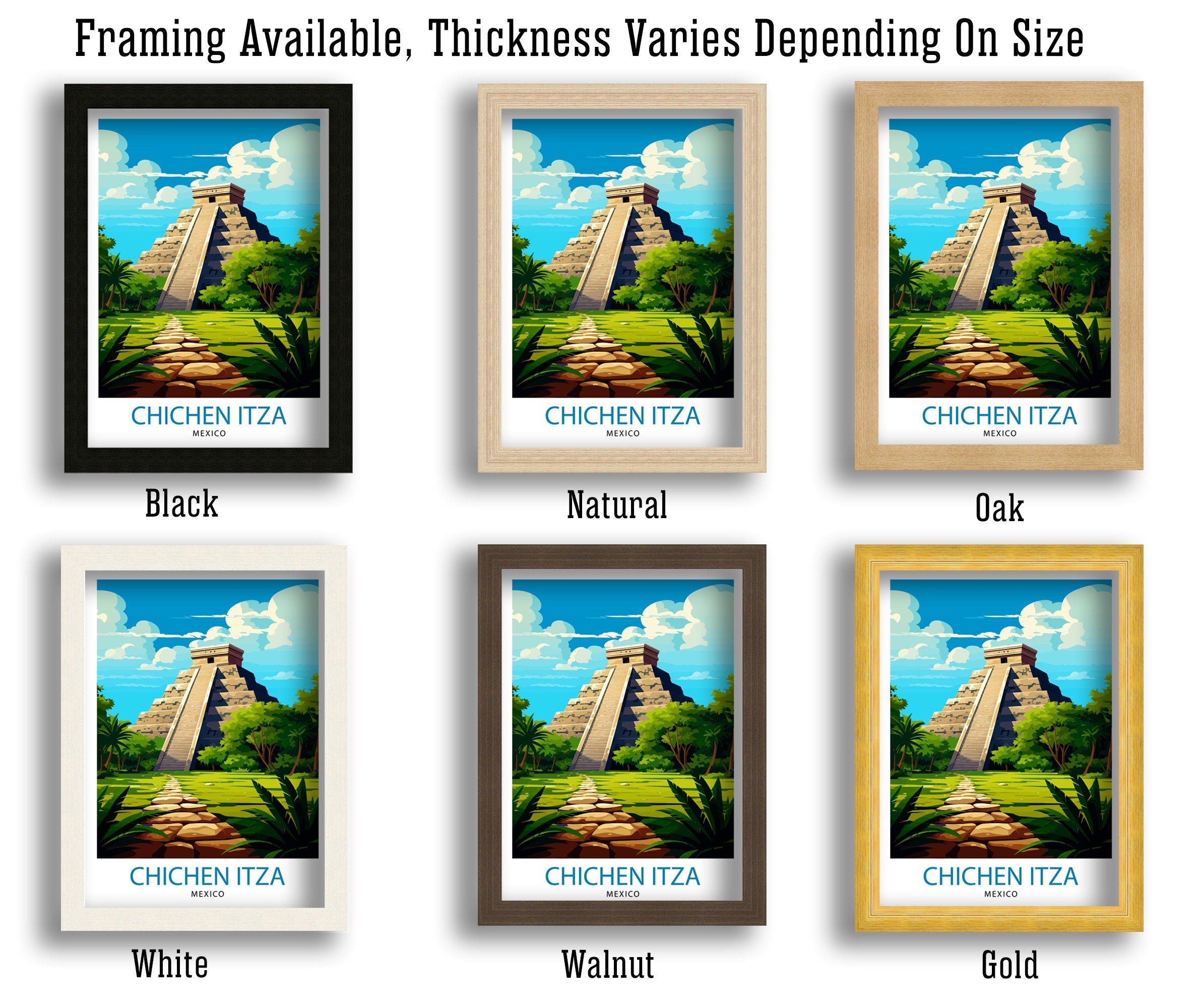 Chichen Itza Travel Print - Mayan Ruins Wall Art - Chichen Itza Poster - Mexico Travel Prints - Chichen Itza Art Print