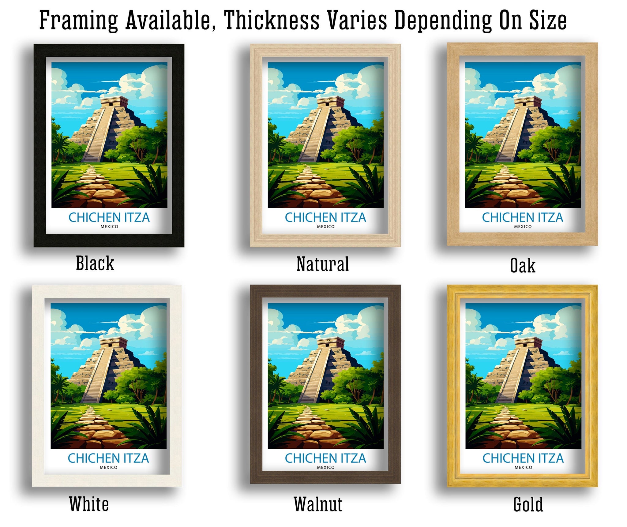 Chichen Itza Travel Print - Mayan Ruins Wall Art - Chichen Itza Poster - Mexico Travel Prints - Chichen Itza Art Print