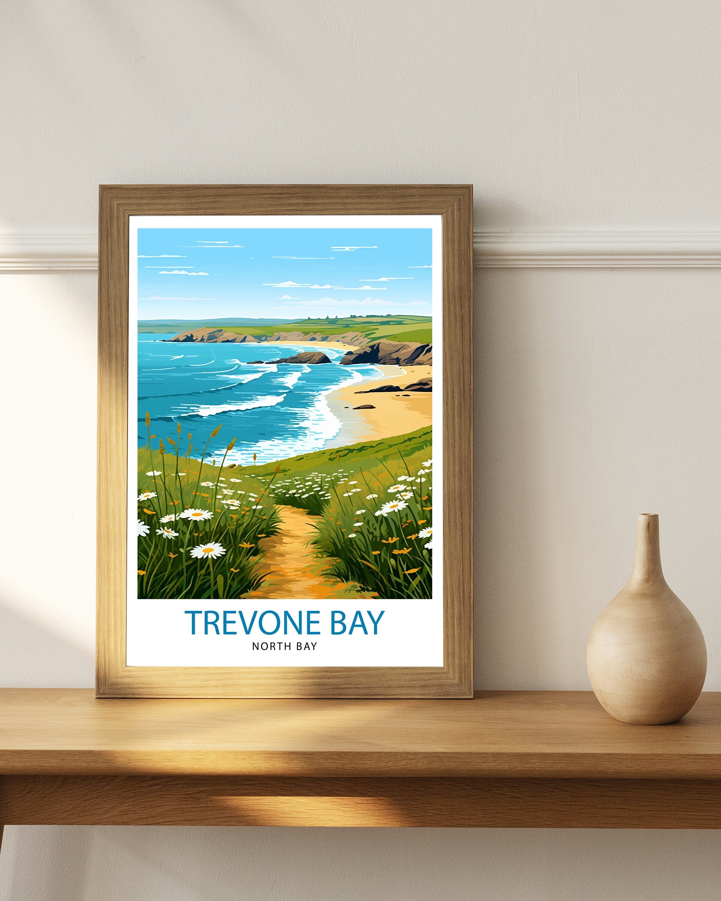 Trevone Bay Cornwall Travel Print Trevone Bay Wall Decor Trevone Bay Poster Cornwall Travel Prints Trevone Bay Art Print Trevone Bay