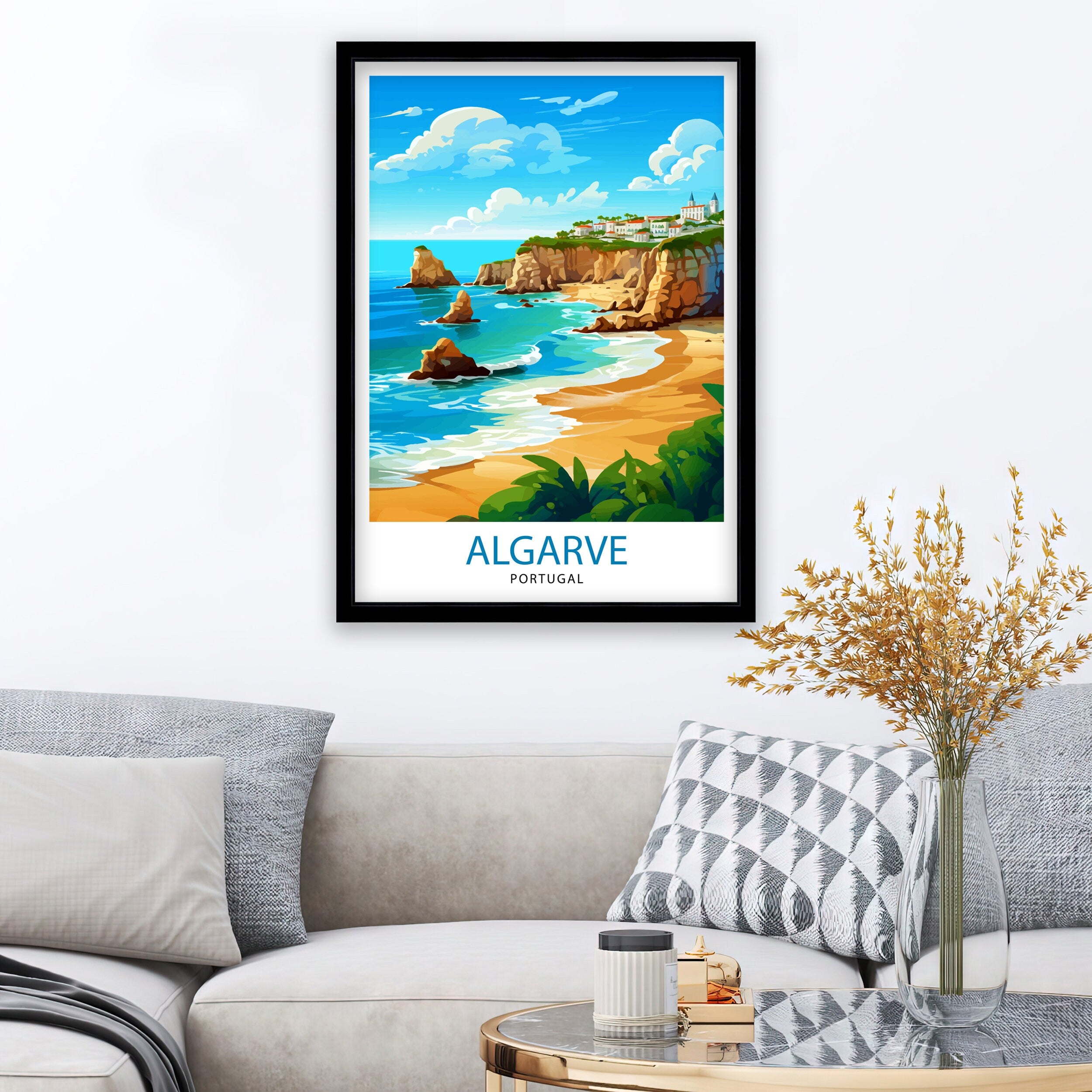 Algarve Portugal Travel Print Algarve Wall Decor Algarve Poster Portugal Travel Prints Algarve Art Print Algarve Illustration Algarve Wall