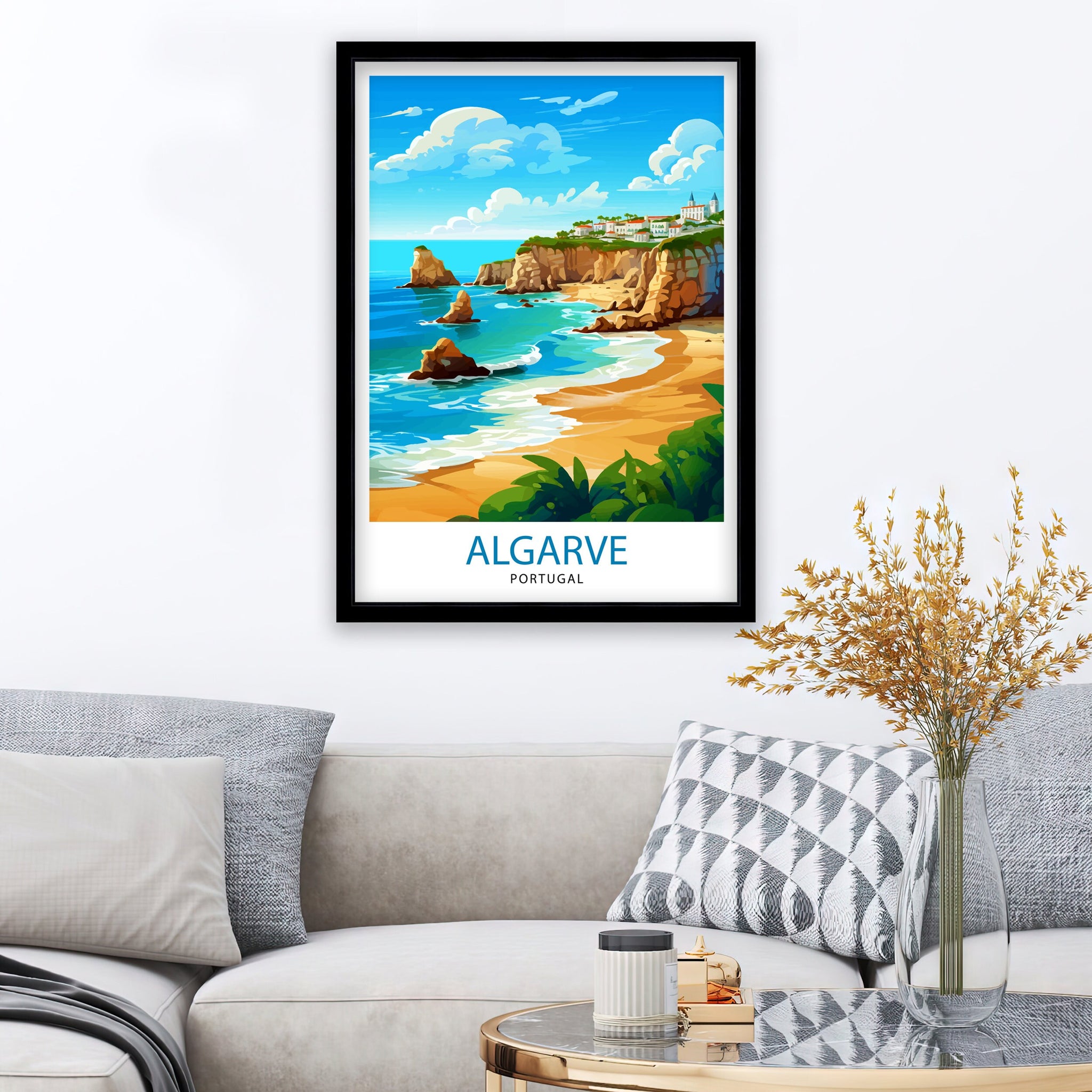 Algarve Portugal Travel Print Algarve Wall Decor Algarve Poster Portugal Travel Prints Algarve Art Print Algarve Illustration Algarve Wall