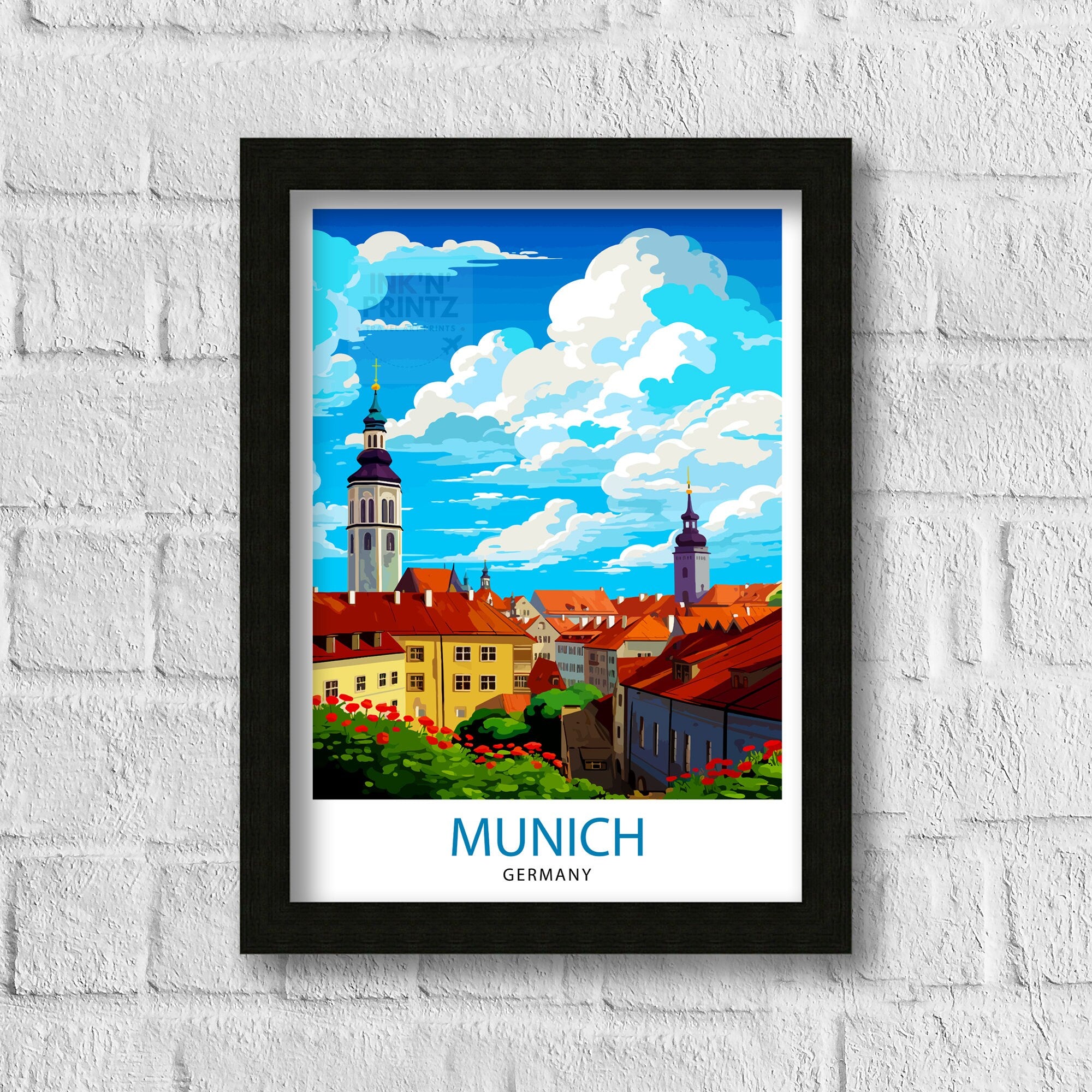 Munich Germany Travel Print Munich Wall Decor Munich Poster Germany Travel Prints Munich Art Print Munich Illustration Munich Wall Art