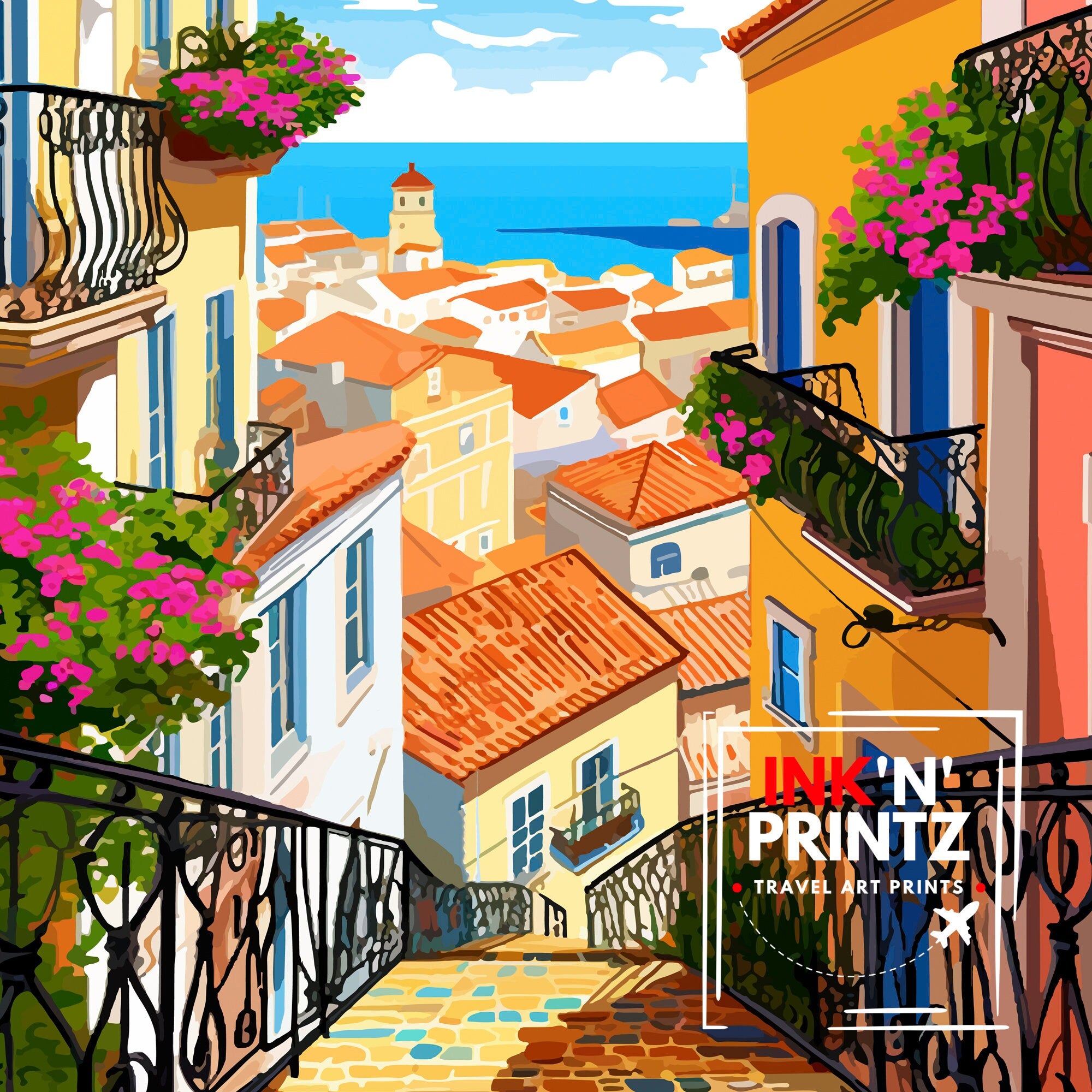 Lisbon Portugal Travel Print Lisbon Wall Decor Lisbon Poster Portugal Travel Prints Lisbon Art Print Lisbon Illustration Lisbon Wall Art