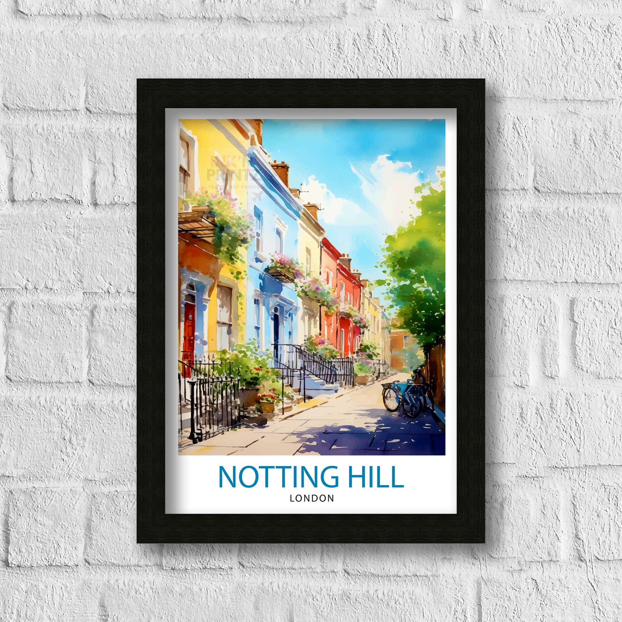 Notting Hill London Travel Print Notting Hill Wall Decor Notting Hill Poster London Travel Prints Notting Hill Art Print Notting Hill