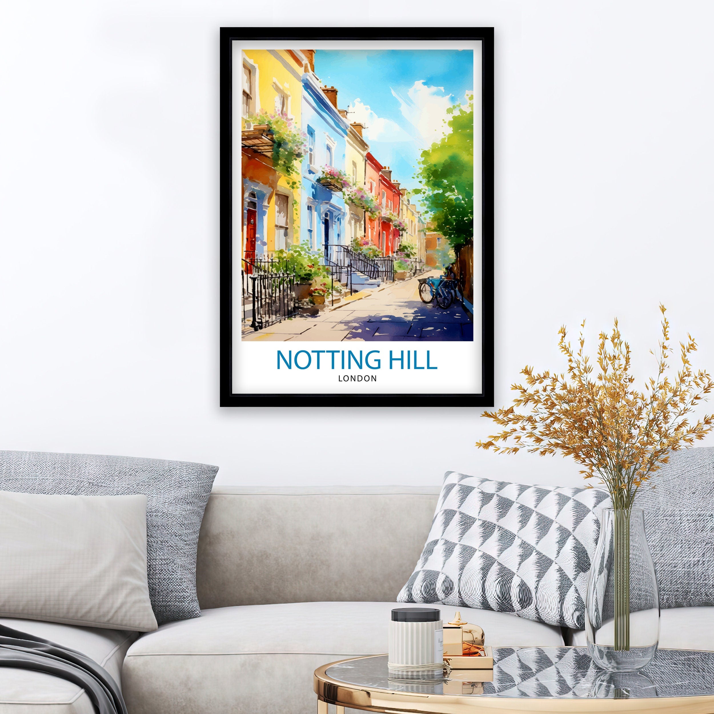Notting Hill London Travel Print Notting Hill Wall Decor Notting Hill Poster London Travel Prints Notting Hill Art Print Notting Hill
