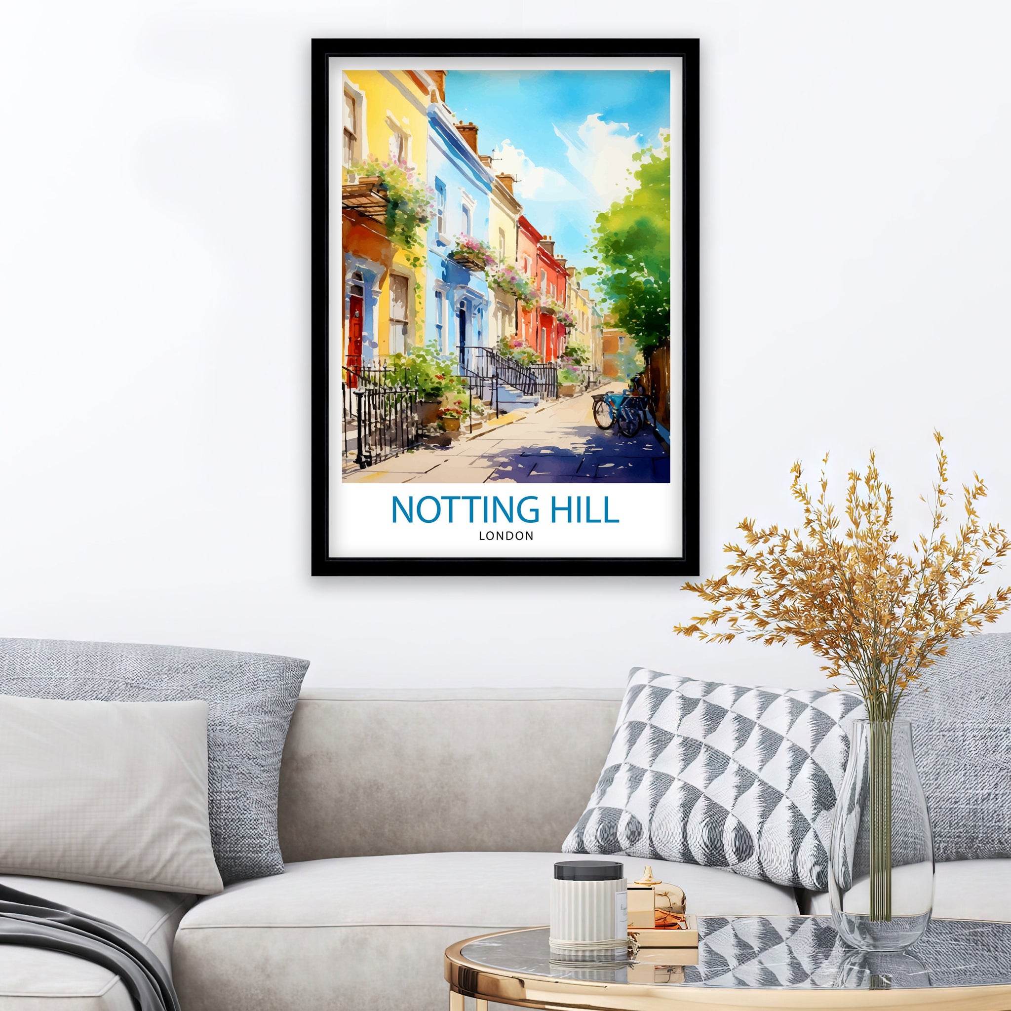 Notting Hill London Travel Print Notting Hill Wall Decor Notting Hill Poster London Travel Prints Notting Hill Art Print Notting Hill