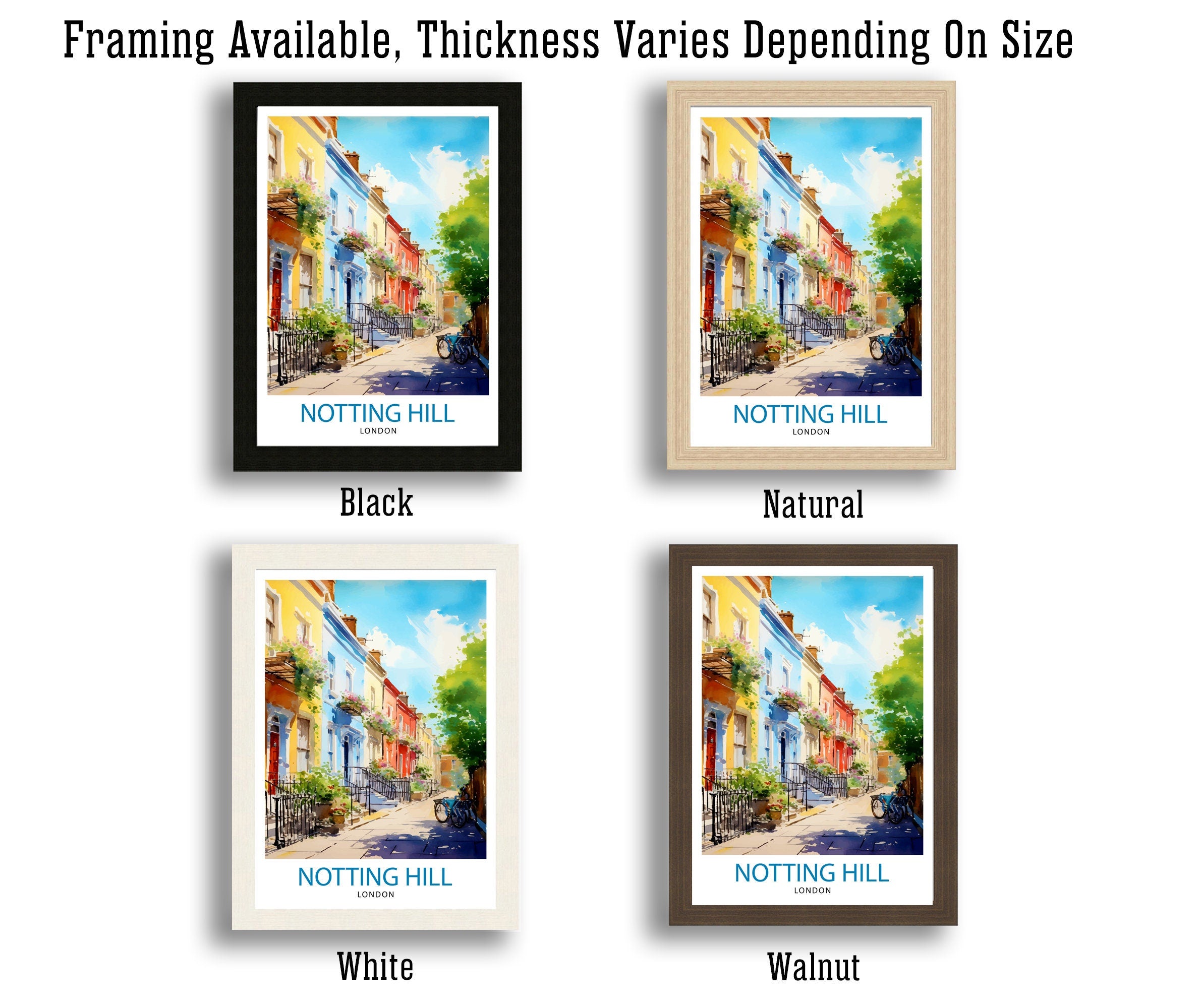 Notting Hill London Travel Print Notting Hill Wall Decor Notting Hill Poster London Travel Prints Notting Hill Art Print Notting Hill