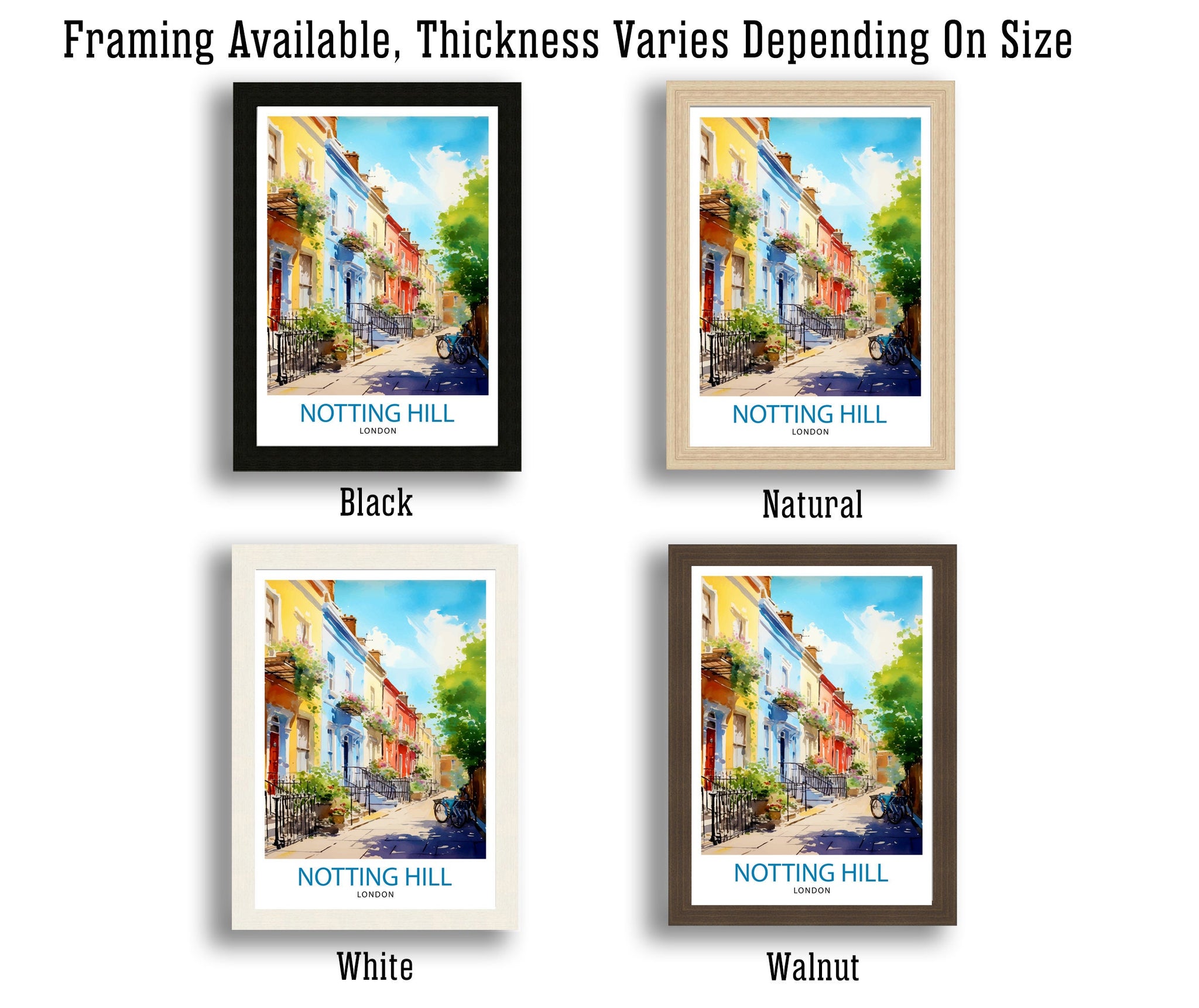 Notting Hill London Travel Print Notting Hill Wall Decor Notting Hill Poster London Travel Prints Notting Hill Art Print Notting Hill