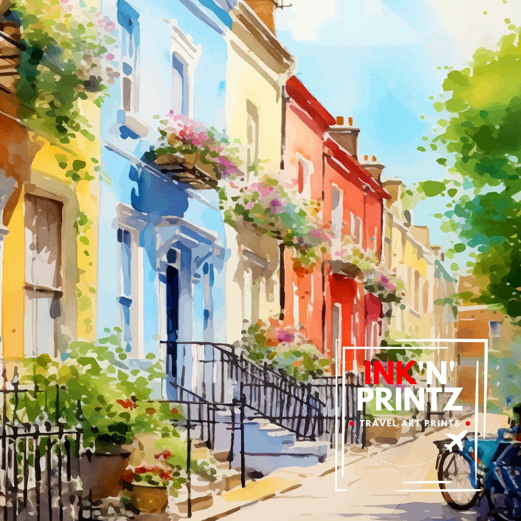 Notting Hill London Travel Print Notting Hill Wall Decor Notting Hill Poster London Travel Prints Notting Hill Art Print Notting Hill