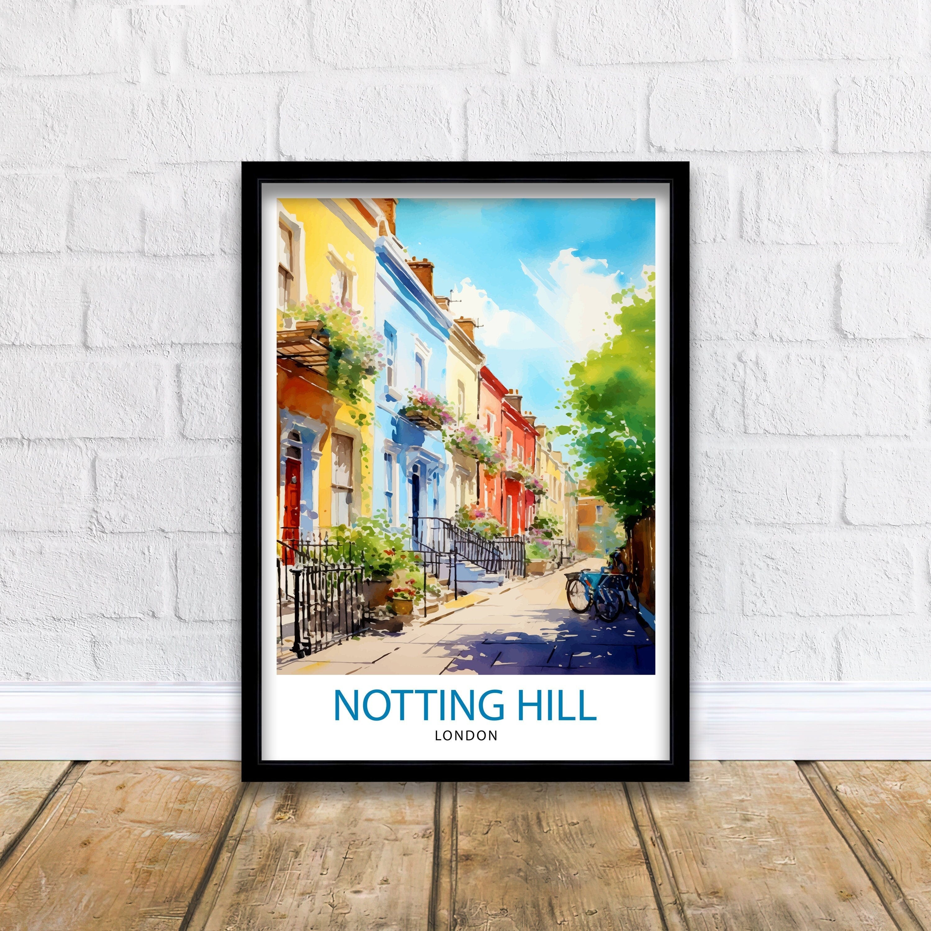 Notting Hill London Travel Print Notting Hill Wall Decor Notting Hill Poster London Travel Prints Notting Hill Art Print Notting Hill