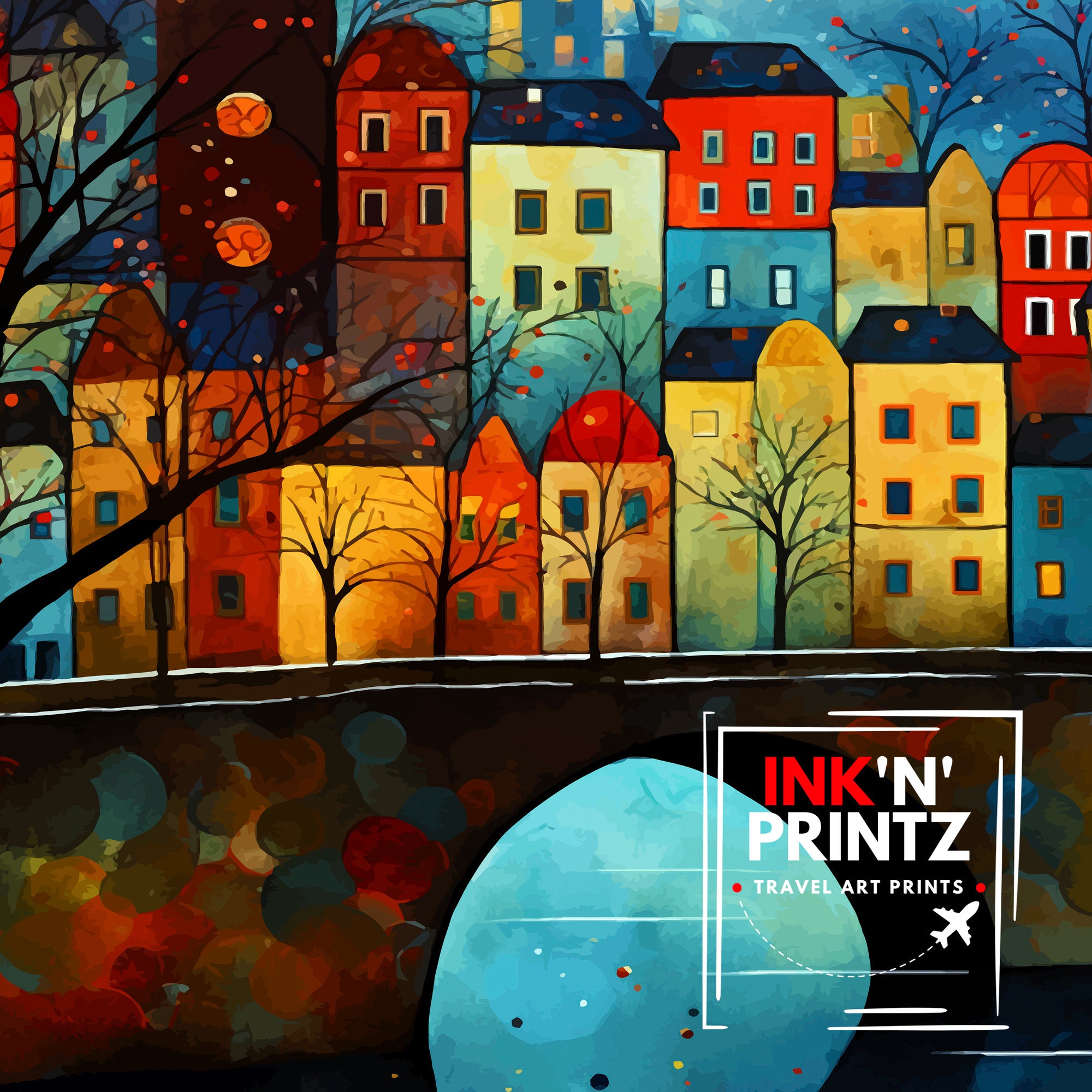 Prague Czech Republic Travel Print Prague Wall Decor Prague Poster Czech Republic Travel Prints Prague Art Print Prague Illustration
