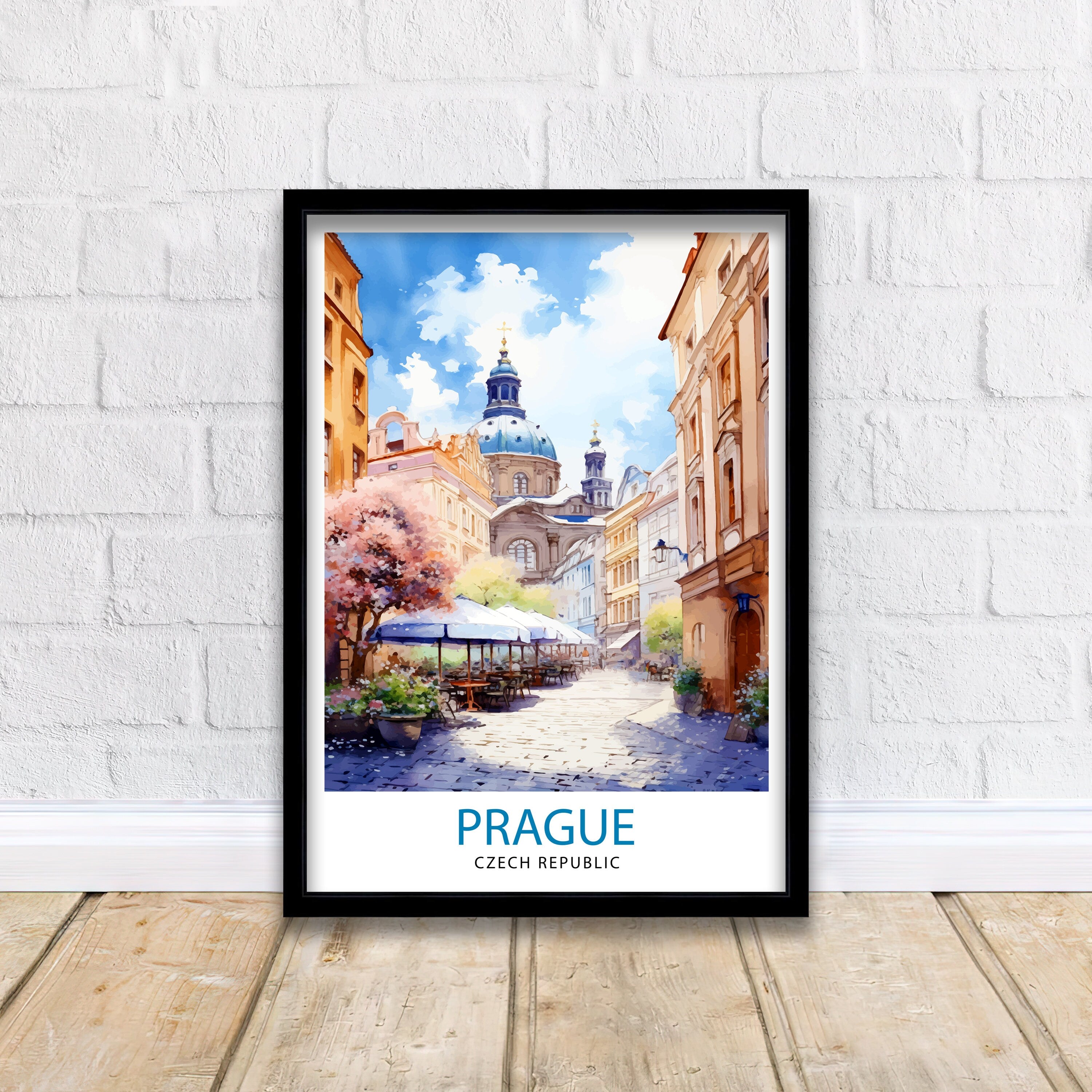 Prague Czech Republic Travel Print Prague Wall Decor Prague Poster Czech Republic Travel Prints Prague Art Print Prague Illustration