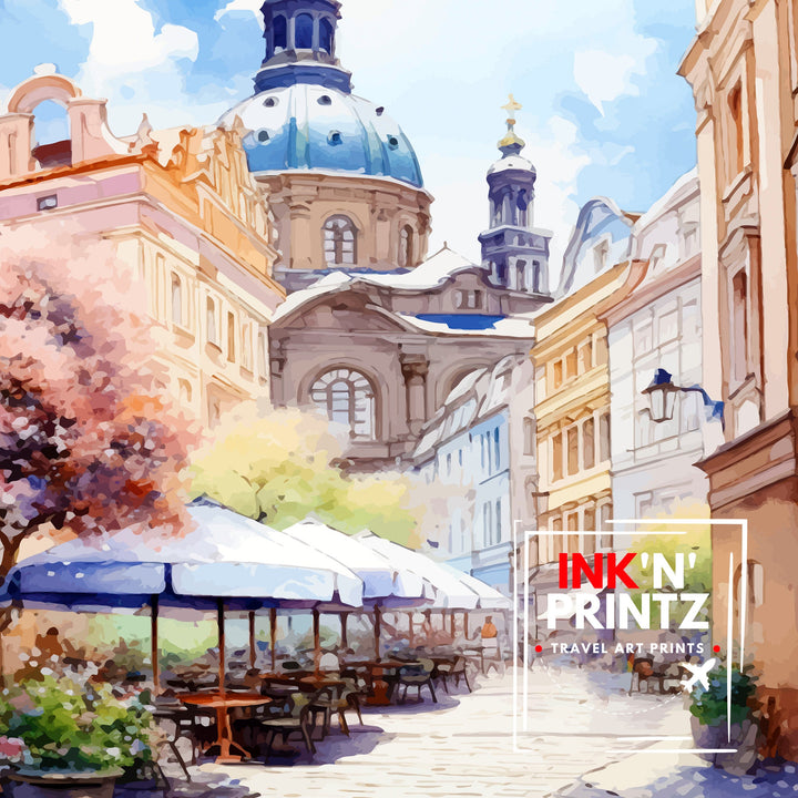 Prague Czech Republic Travel Poster Prague